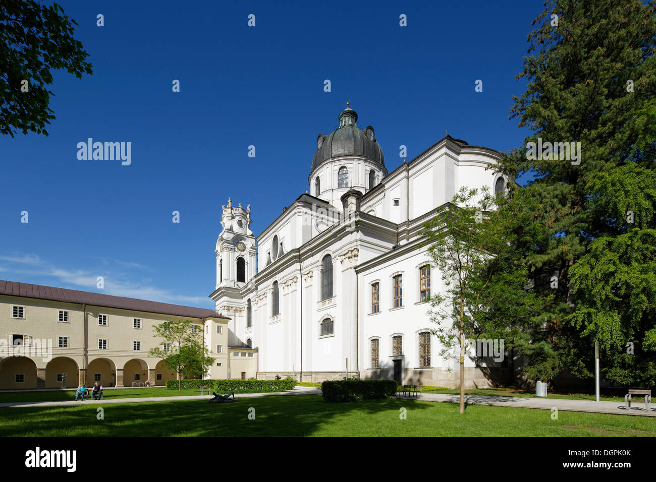Collegiate Church, Furtwaenglerpark, historic center, Salzburg, Salzburg State, Austria Stock Photo
