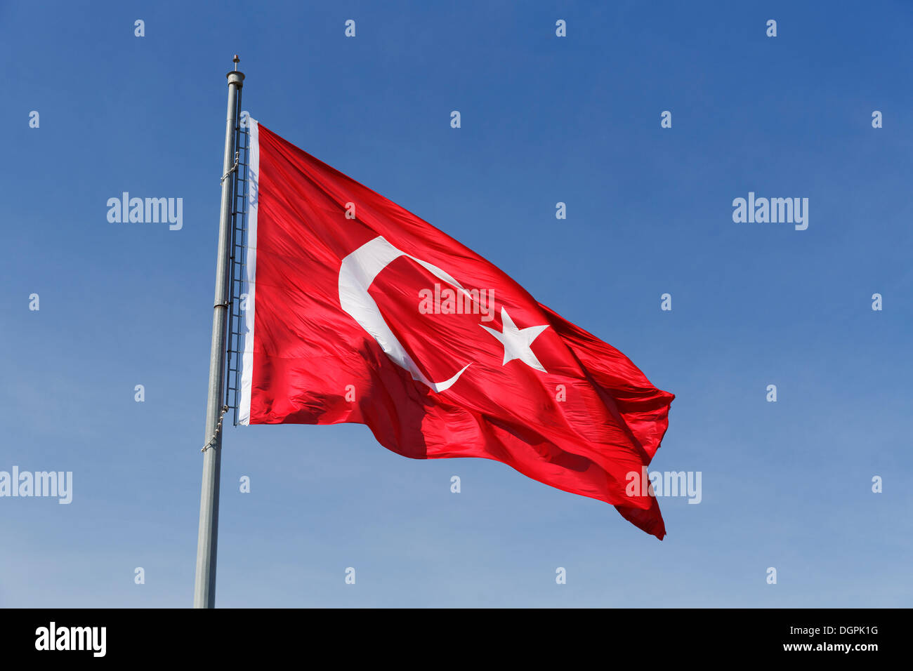 Turkish flag, Kadifekale, Izmir, İzmir Province, Aegean Region, Turkey Stock Photo
