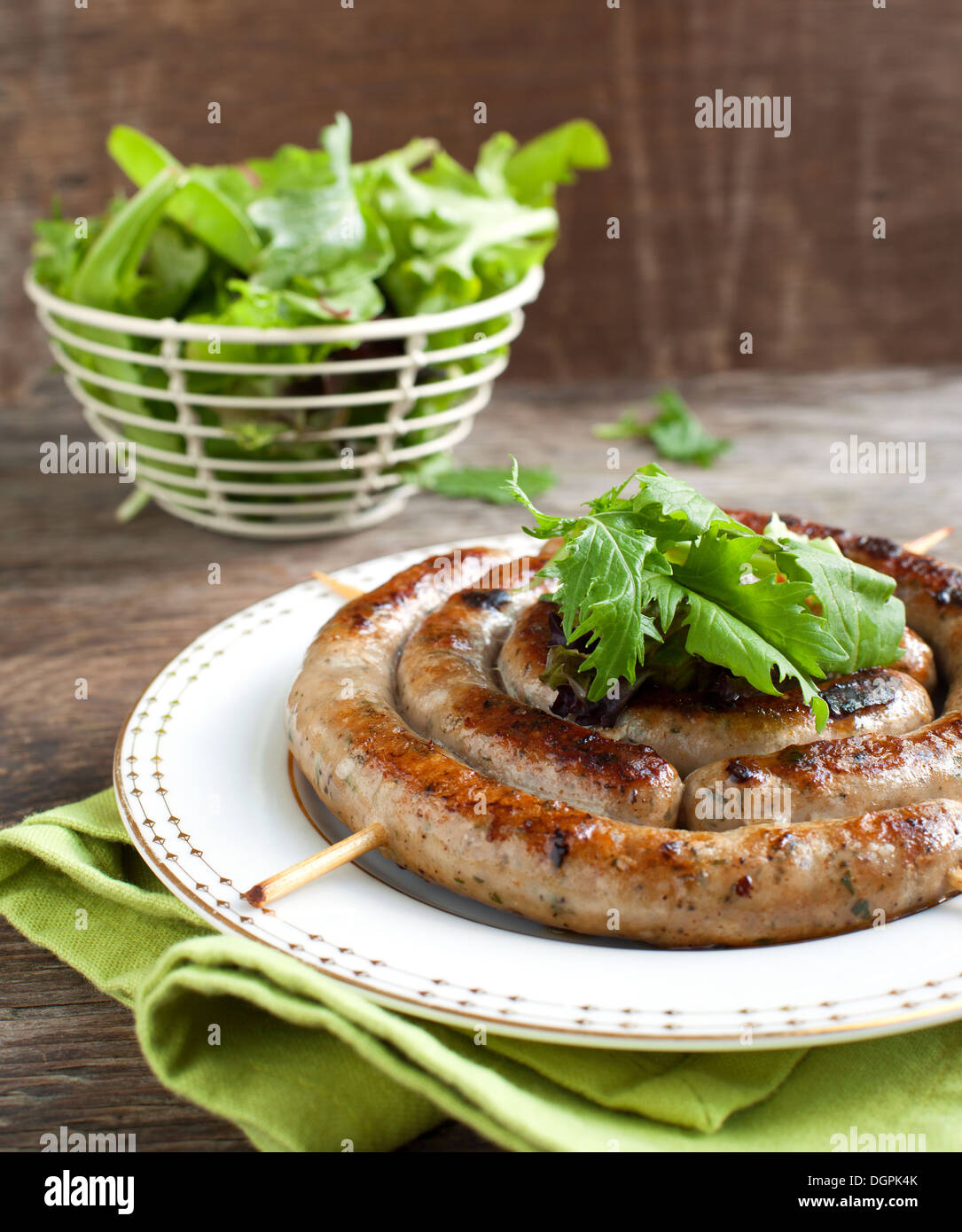Roasted Italian Sausage Roll Stock Photo Alamy
