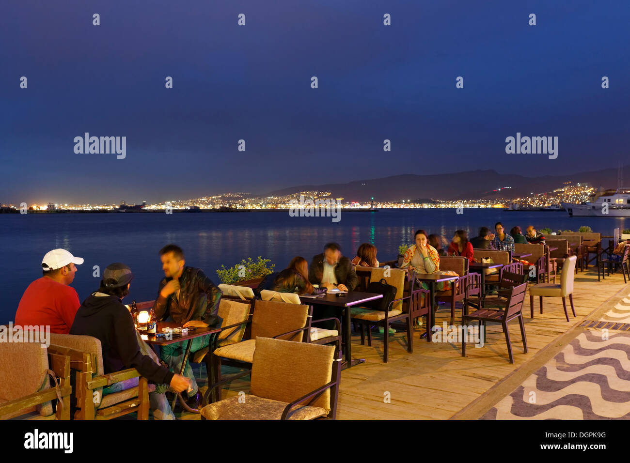 Cafe on the promenade, Konak, Izmir, İzmir Province, Aegean Region, Turkey Stock Photo