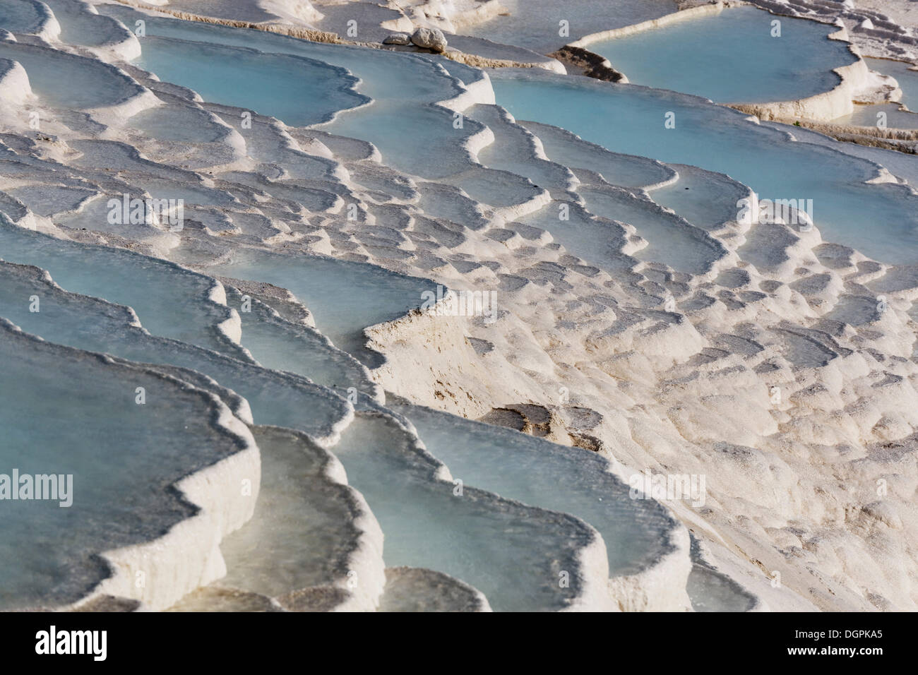 Travertine terraces of Pamukkale, Pamukkale, Denizli Province, Aegean Region, Turkey Stock Photo