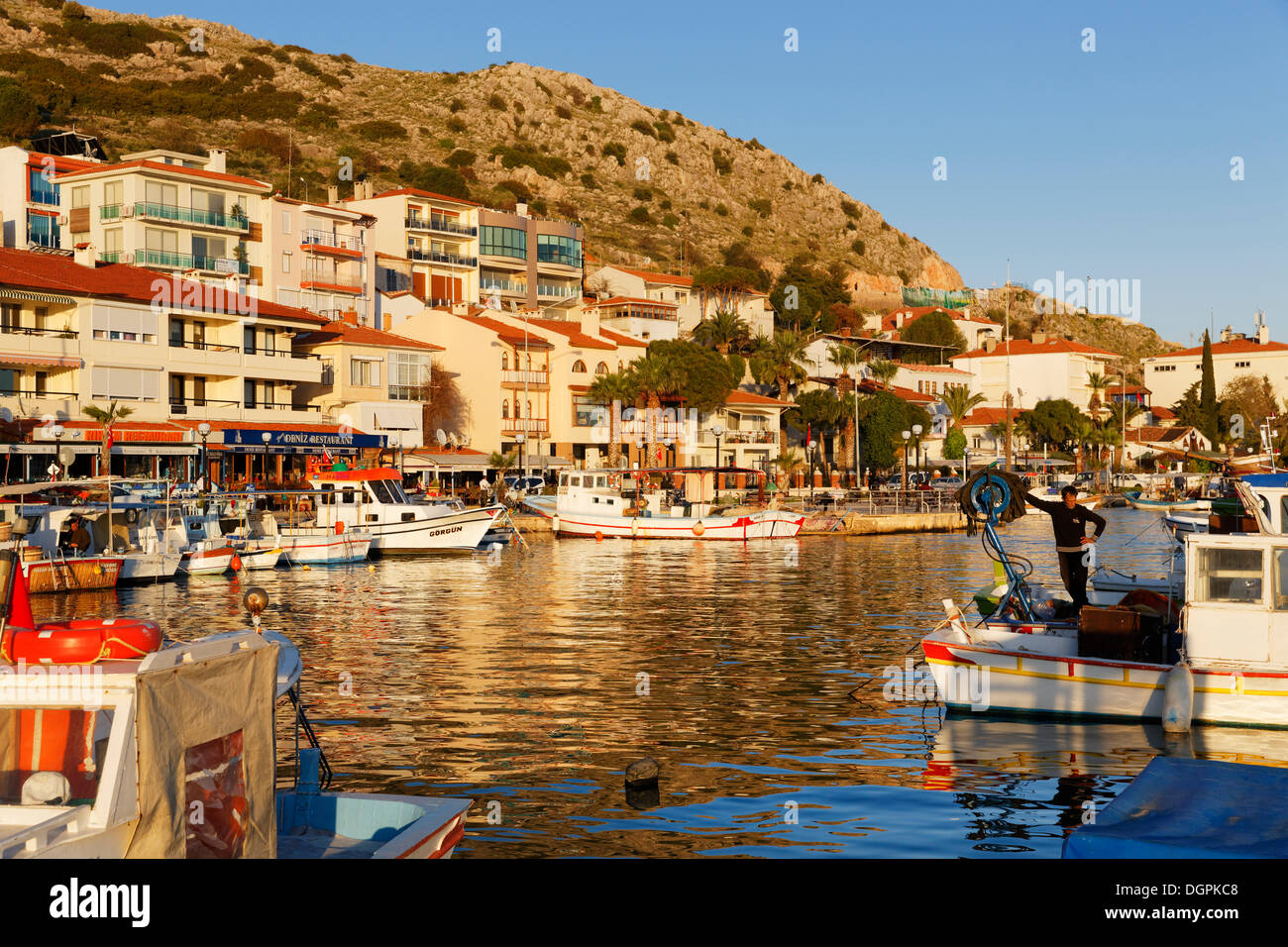 Fishing harbour, Çeşme, Çeşme Peninsula, İzmir Province, Aegean Region, Turkey Stock Photo