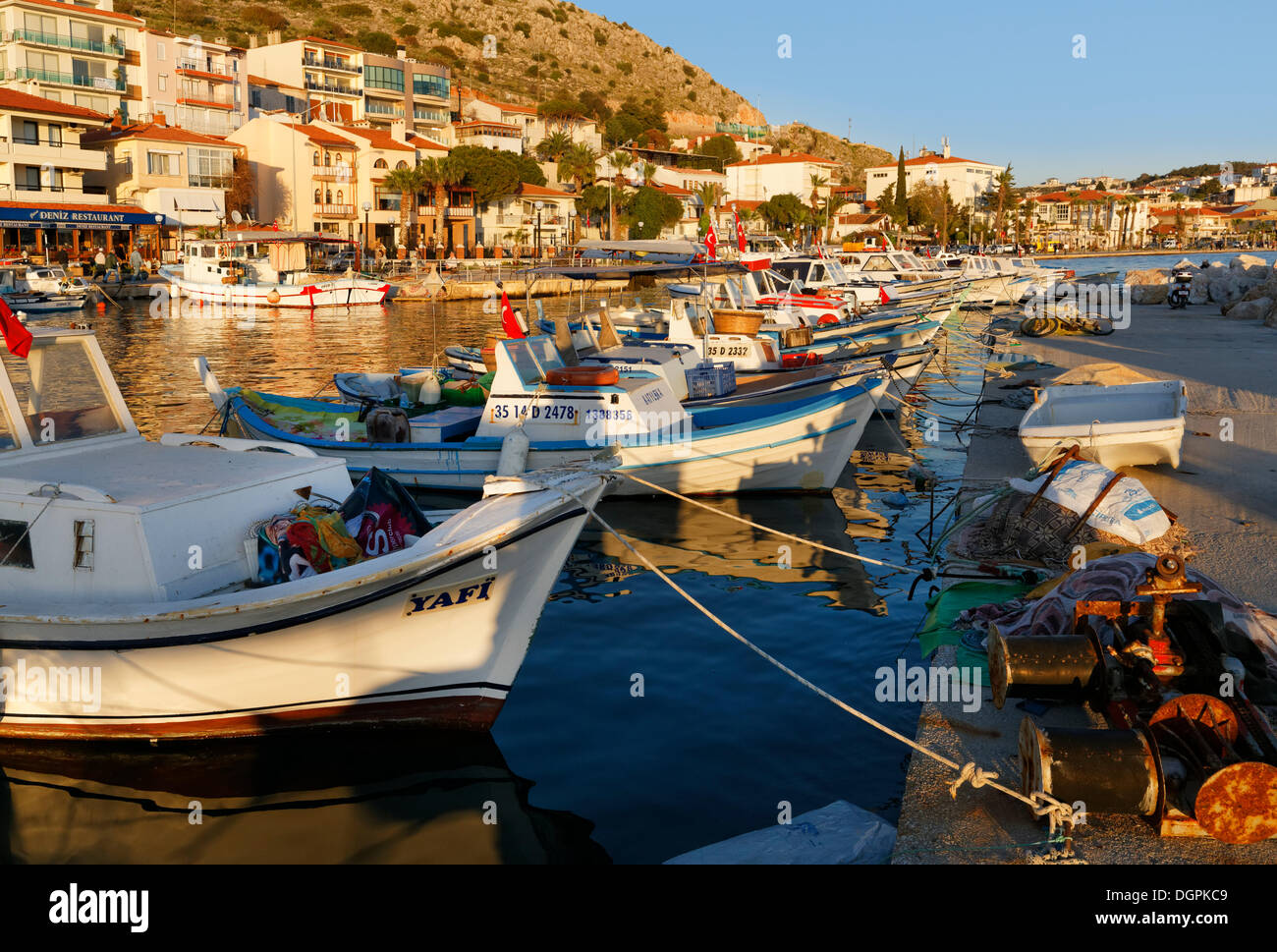 Fishing harbour, Çeşme, Çeşme Peninsula, İzmir Province, Aegean Region, Turkey Stock Photo