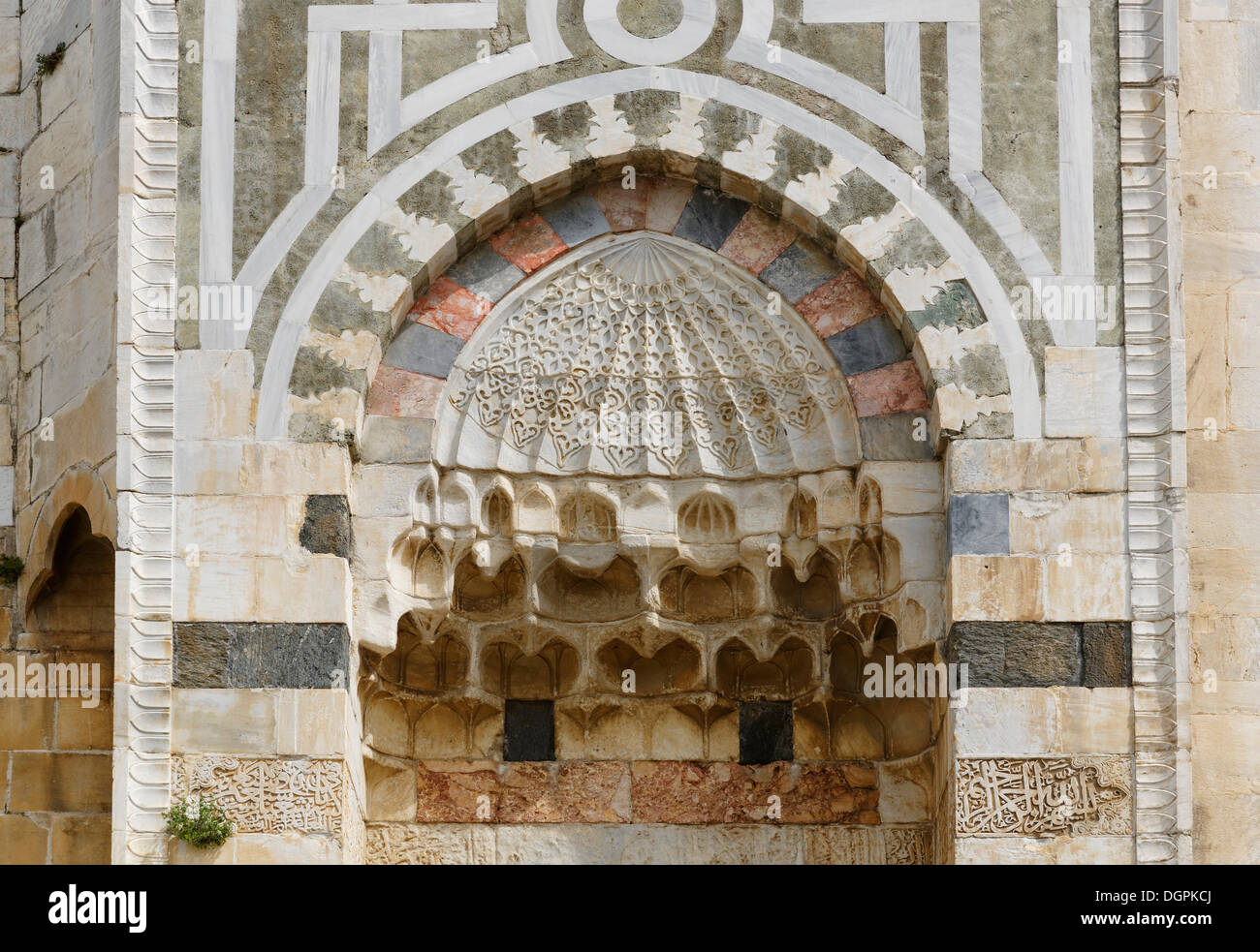 Portal with stalactite vaulting in the Seljuk style, İsabey Mosque, Selçuk, İzmir Province, Aegean Region, Turkey Stock Photo