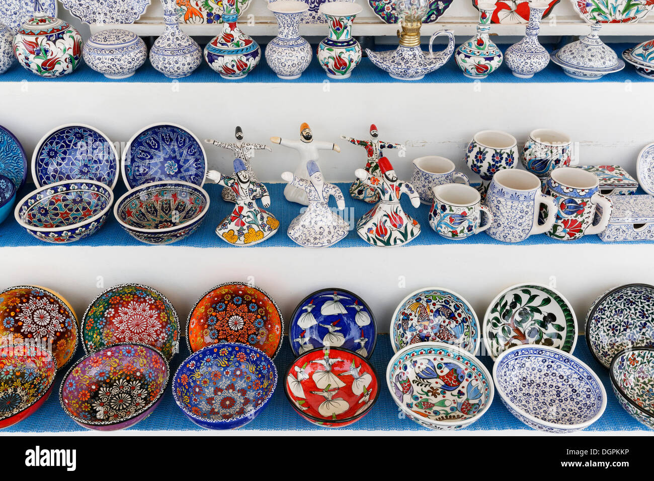 Ceramic goods as souvenirs, Selçuk, İzmir Province, Aegean Region, Turkey Stock Photo