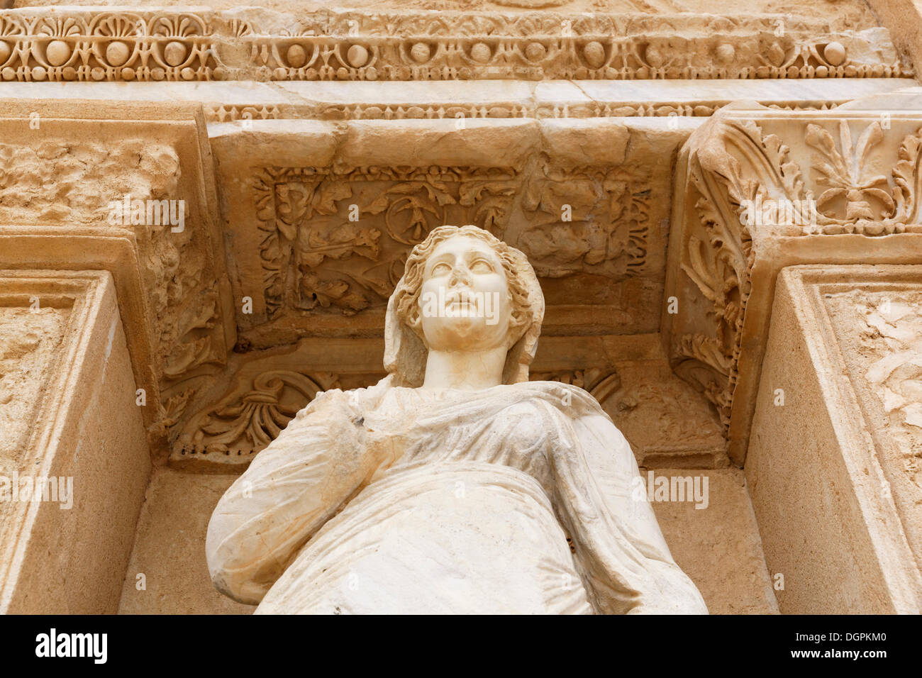 Figure of Arete, Library of Celsus, Ephesus, Selçuk, İzmir Province, Aegean Region, Turkey Stock Photo