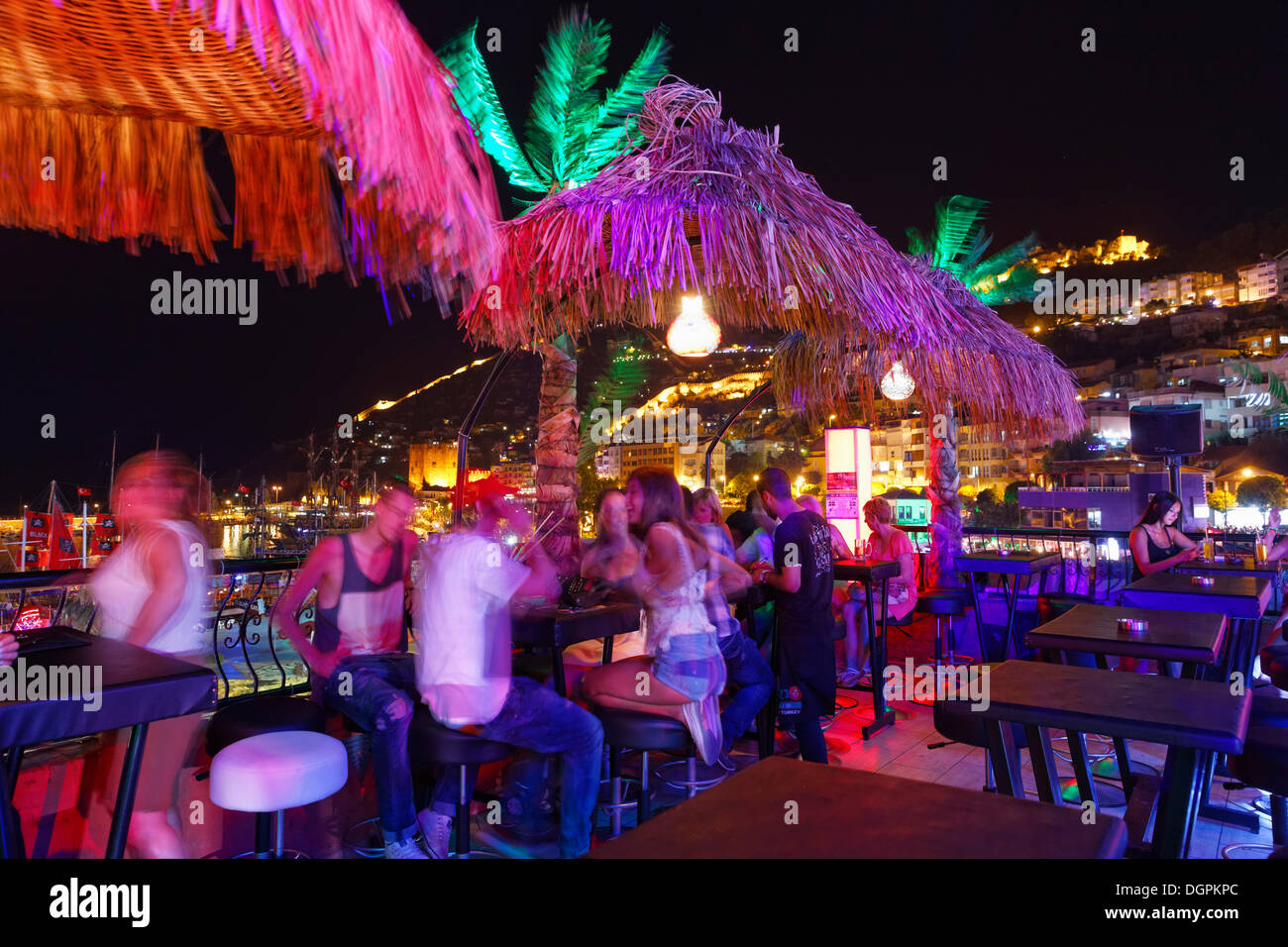 Robin Hood Garden Nightclub In The Town Centre At Night Alanya