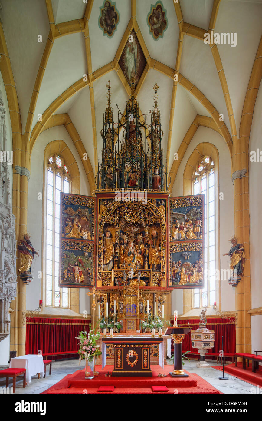 High altar, Pilgrimage Church of St. Vinzenz, Heiligenblut am Großglockner, Spittal an der Drau, Carinthia, Austria Stock Photo