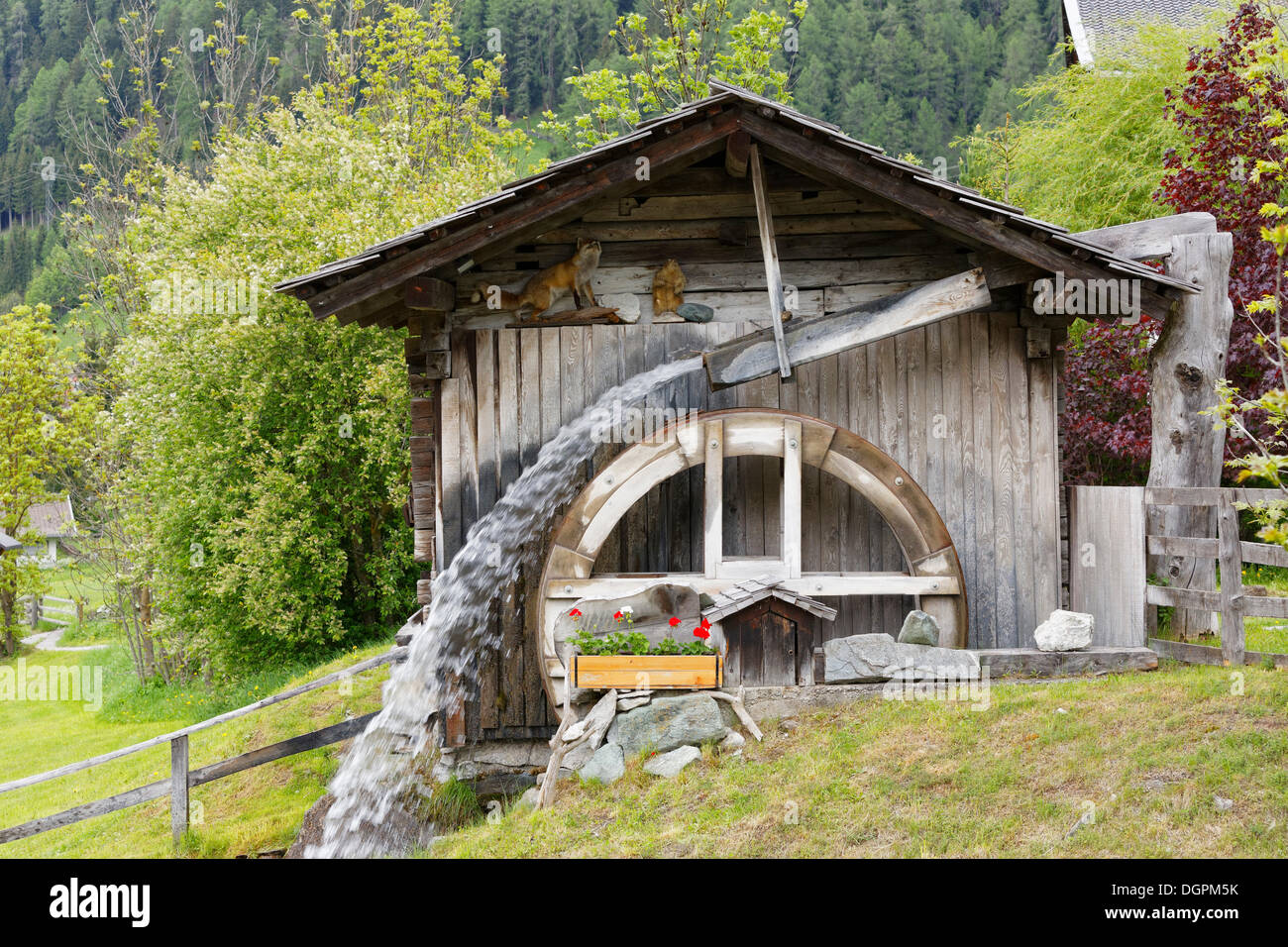 Water mill, Mölltal, Hohe Tauern, Großkirchheim, Spittal an der Drau, Carinthia, Austria Stock Photo