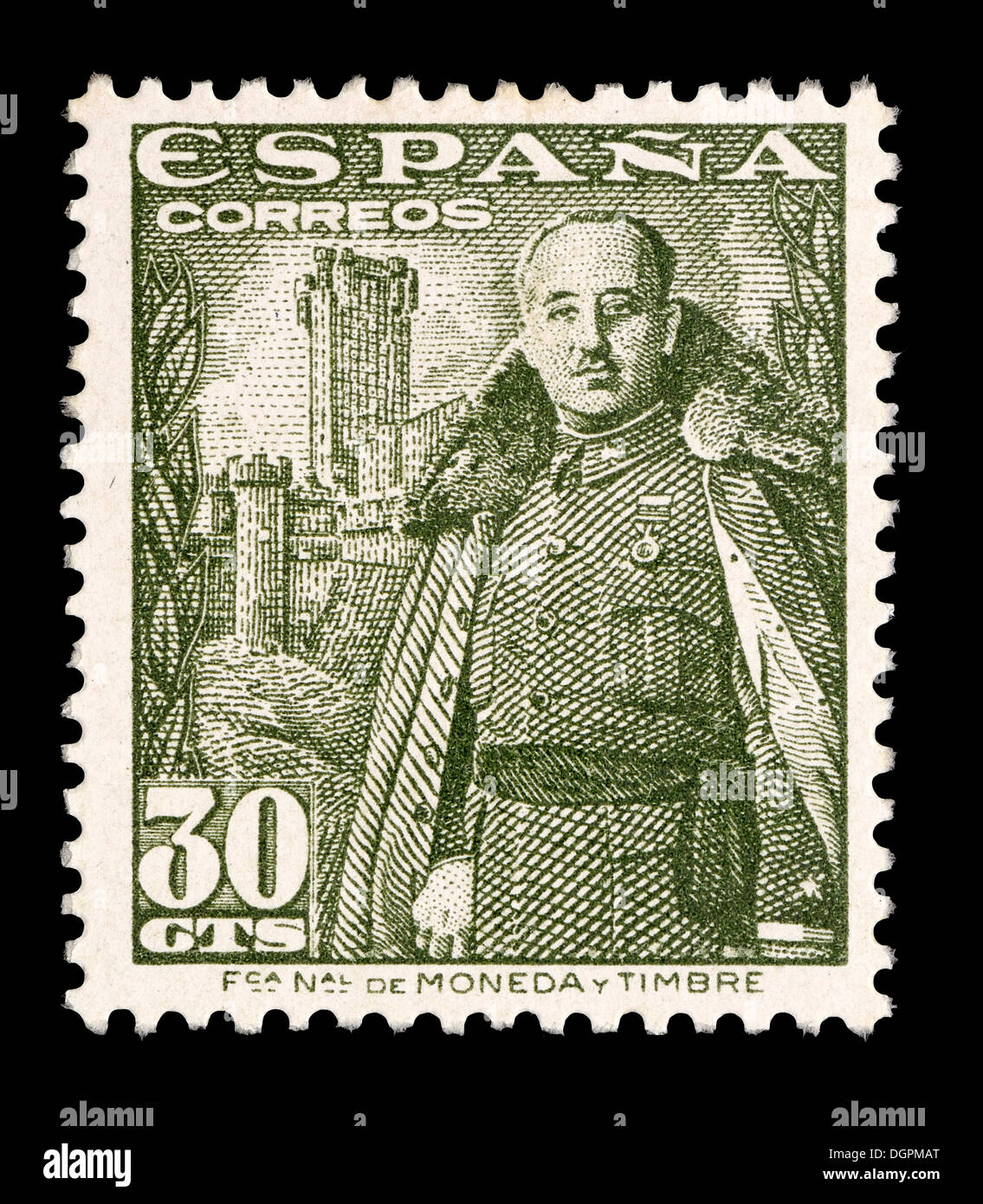 Spanish postage stamp - General Franco (Francisco Franco y Bahamonde: 1892-1975) Stock Photo