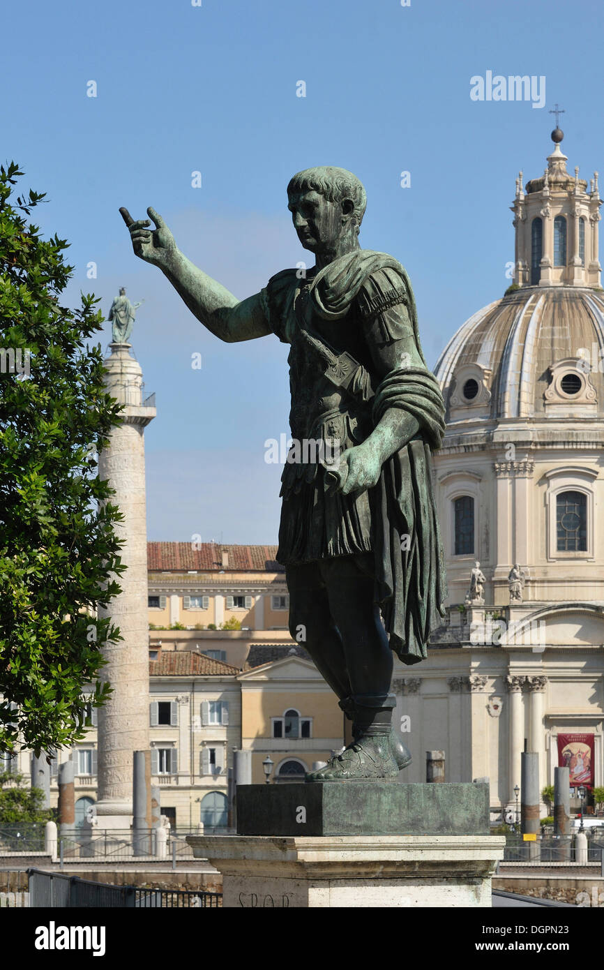 Statue of Trajan, Statua di Traiano, Via dei Fori Imperiali, Rome, Italy, Europe Stock Photo