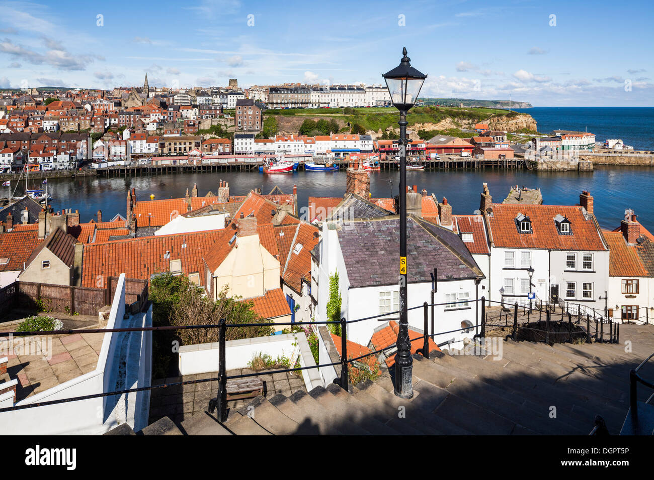 The 199 steps in Whitby, North Yorkshire. Stock Photo