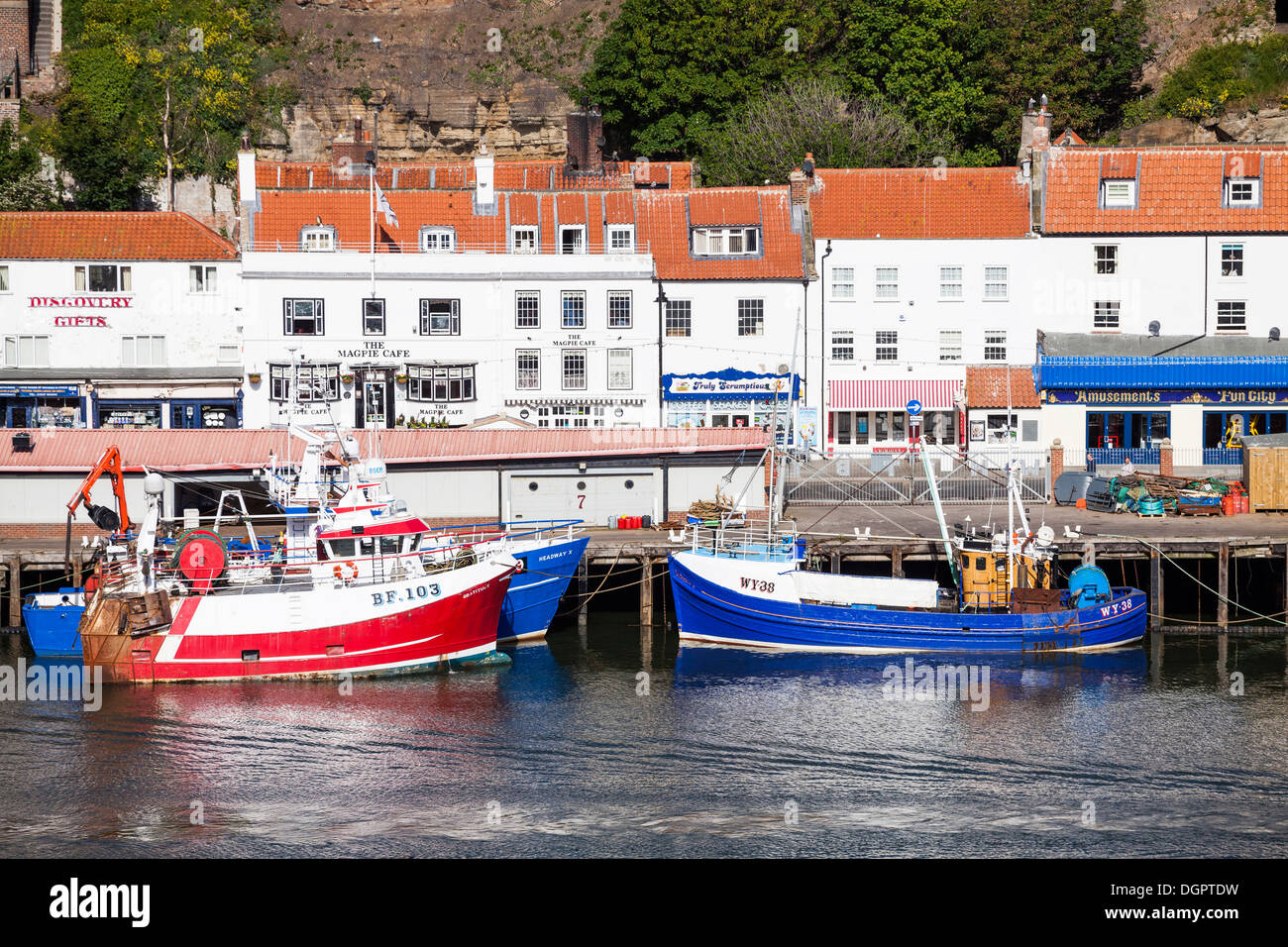 Fishing boats at Whitby harbour, North Yorkshire Stock Photo - Alamy