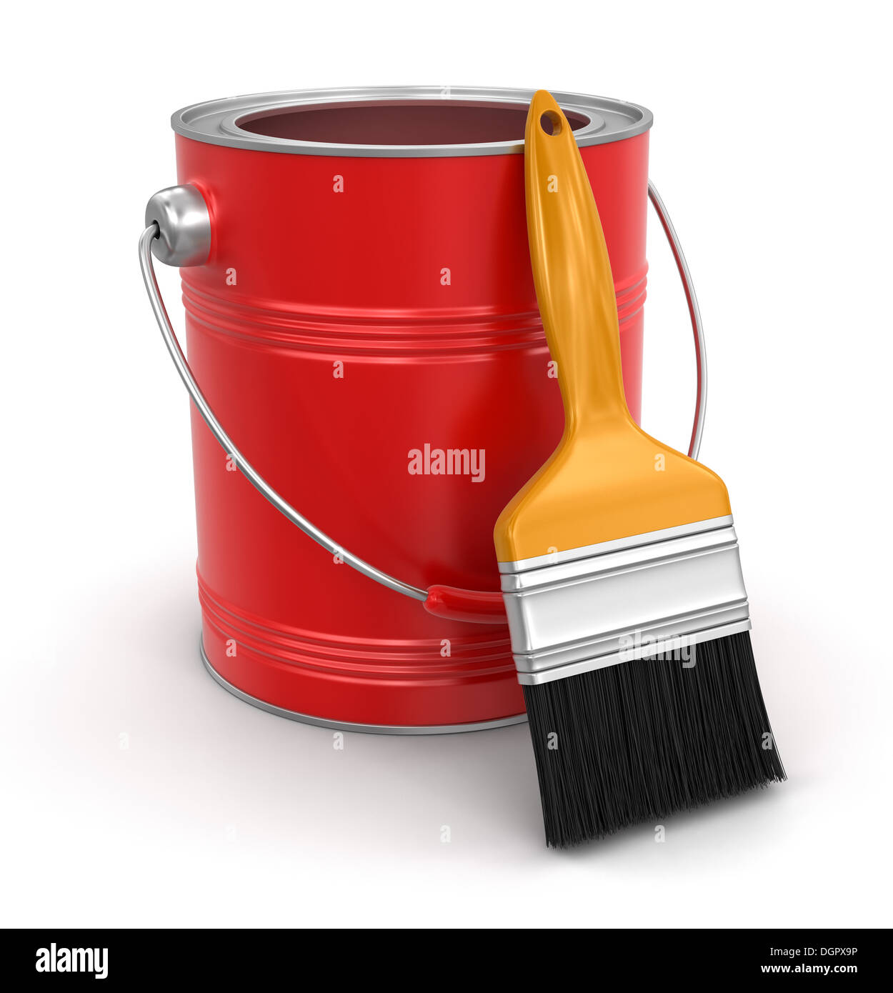 Paint can with brush (clipping path included Stock Photo Alamy