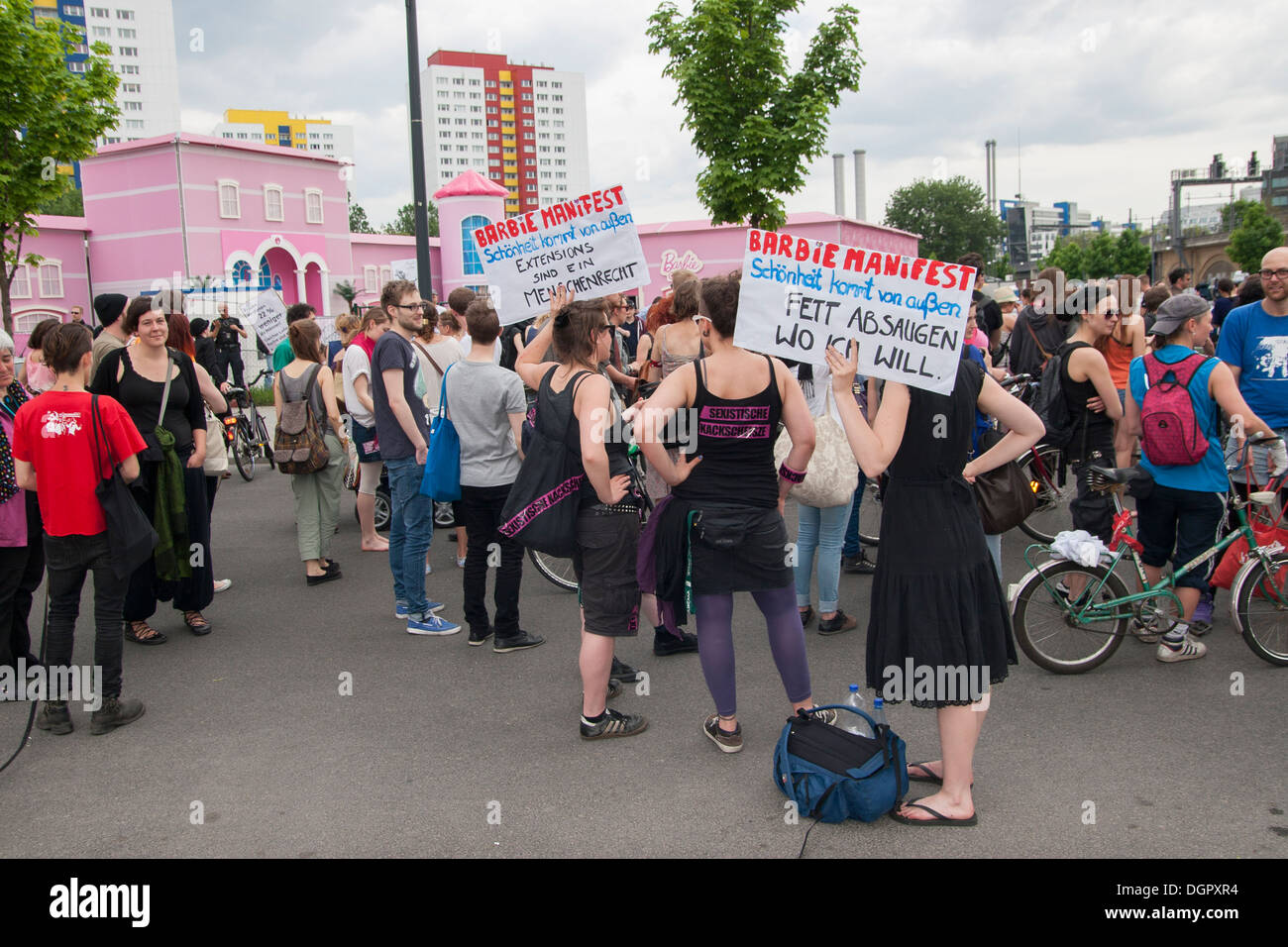 Protest against Barbie Dreamhouse in Berlin Stock Photo - Alamy
