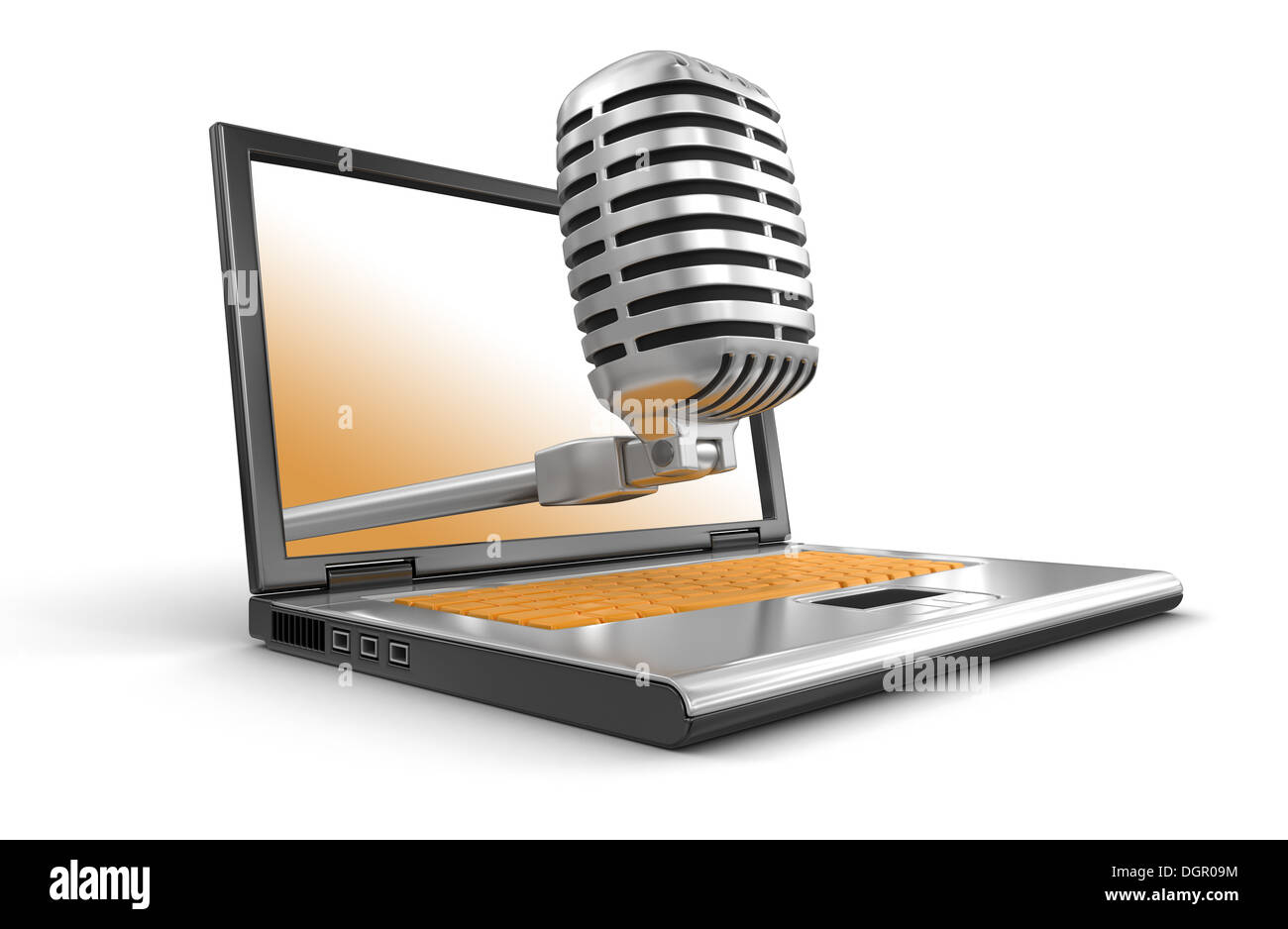 Laptop and Microphone (clipping path included Stock Photo Alamy
