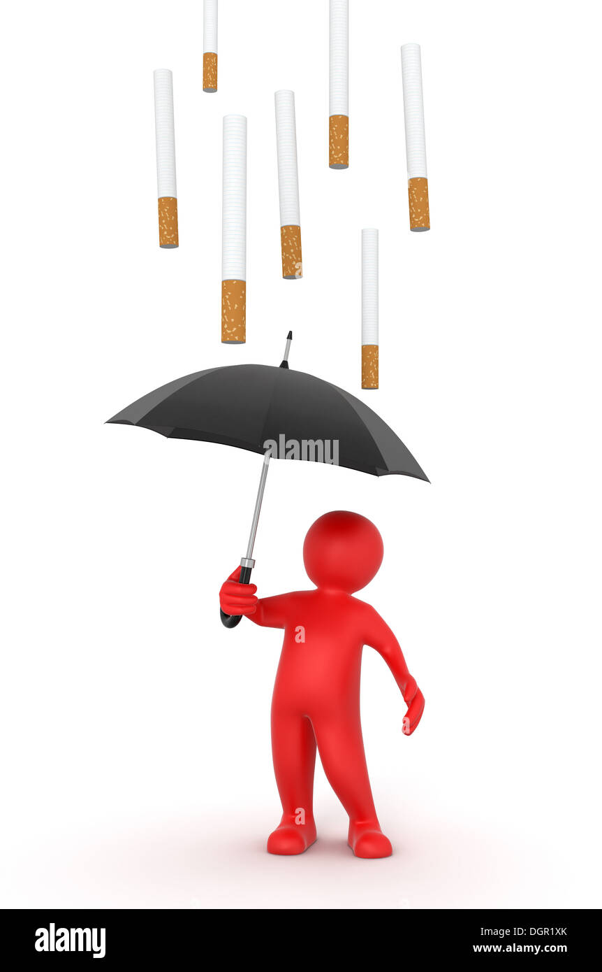 Man with Umbrella and Cigarettes (clipping path included Stock Photo
