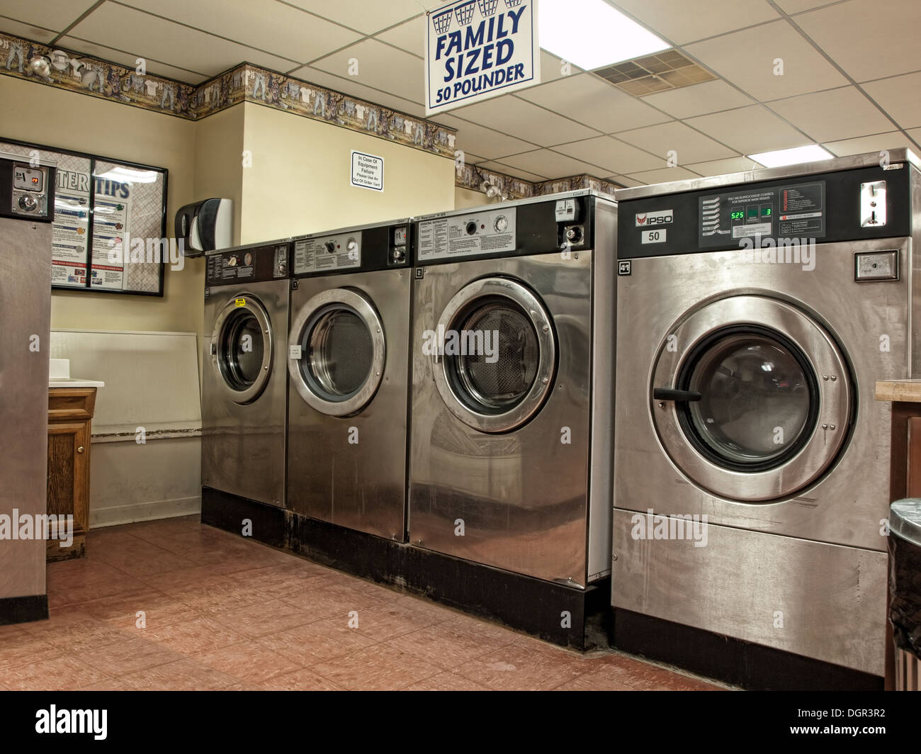 empty laundromat Stock Photo