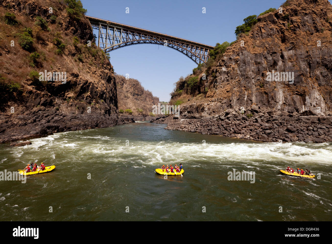 White water rafting on the Zambezi River at the Victoria Falls, Zambia