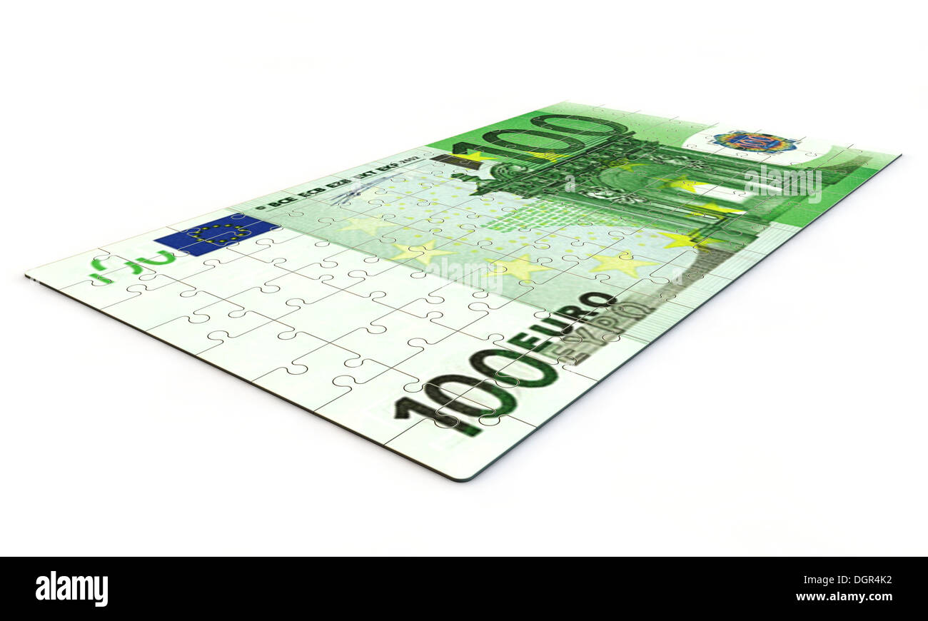 hundred euro puzzle isolated on white background Stock Photo - Alamy