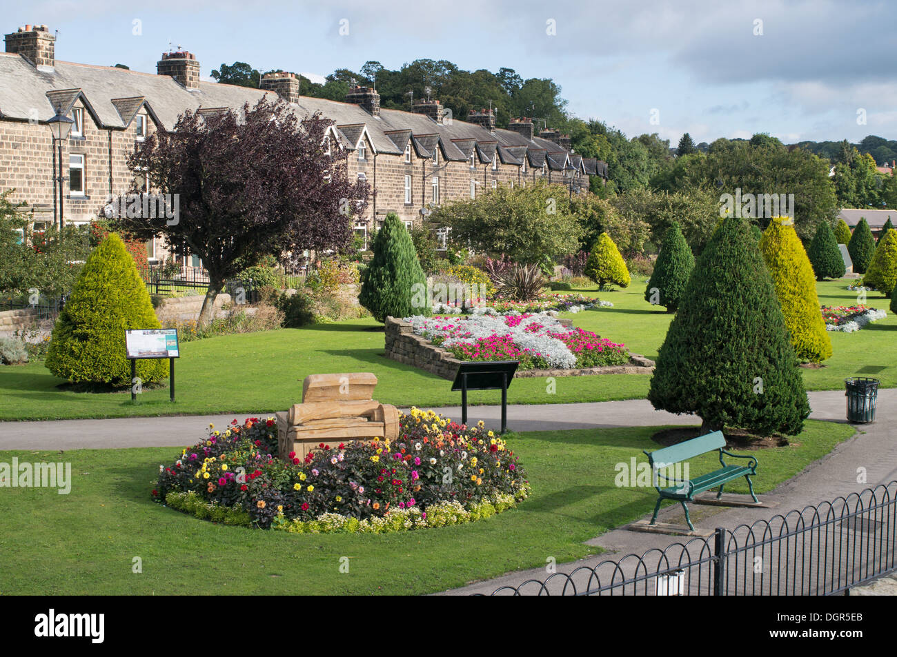 Riverside wharfemeadows park otley wharfedale hires stock photography