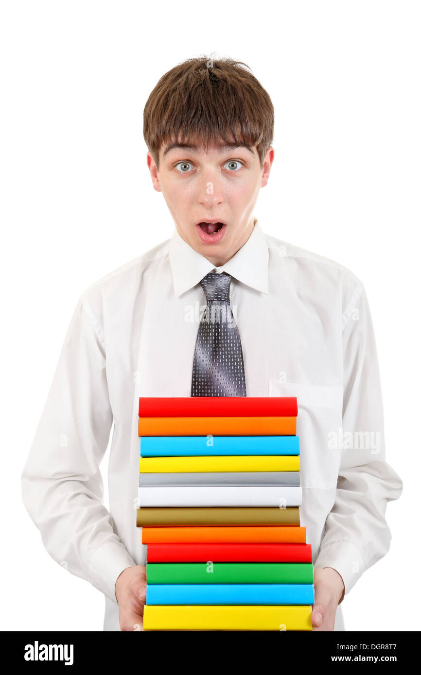 Student Holding Pile of the Books Stock Photo - Alamy