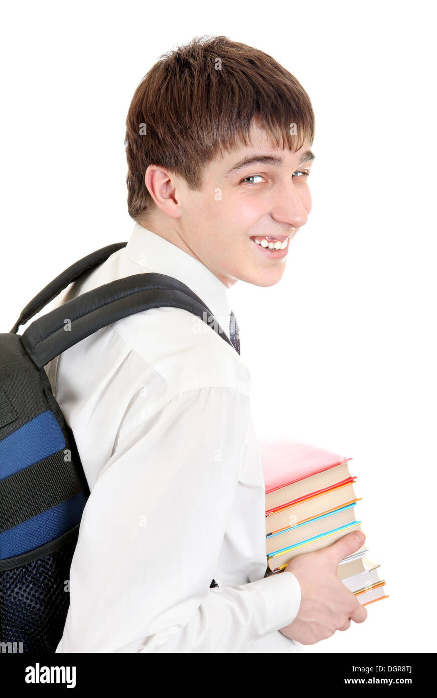 Teen boy carrying books hi-res stock photography and images - Alamy