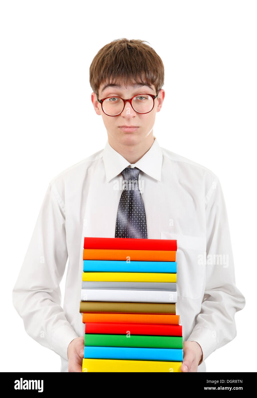Student Holding Pile of the Books Stock Photo - Alamy