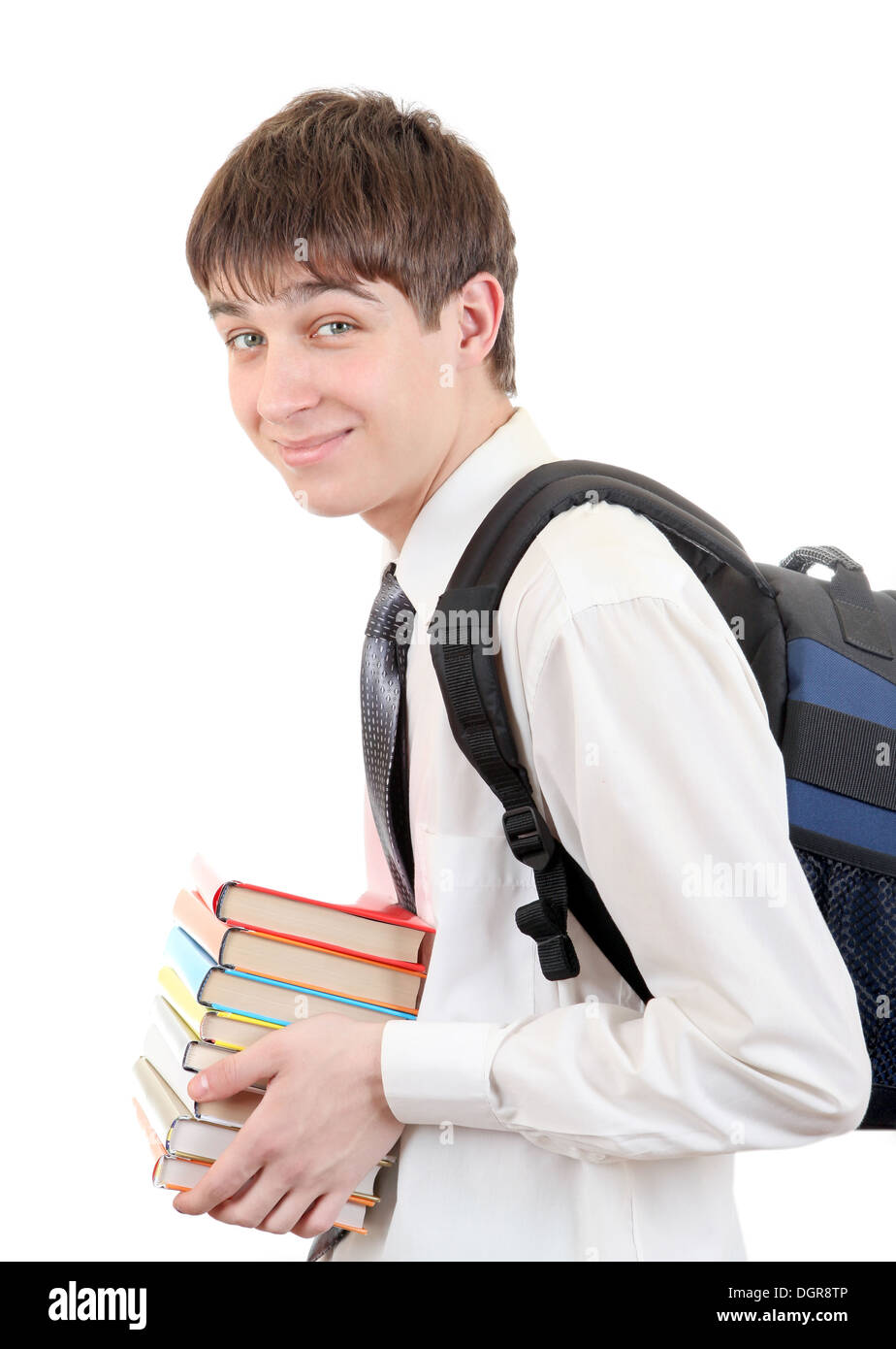 Teen boy carrying books hi-res stock photography and images - Alamy