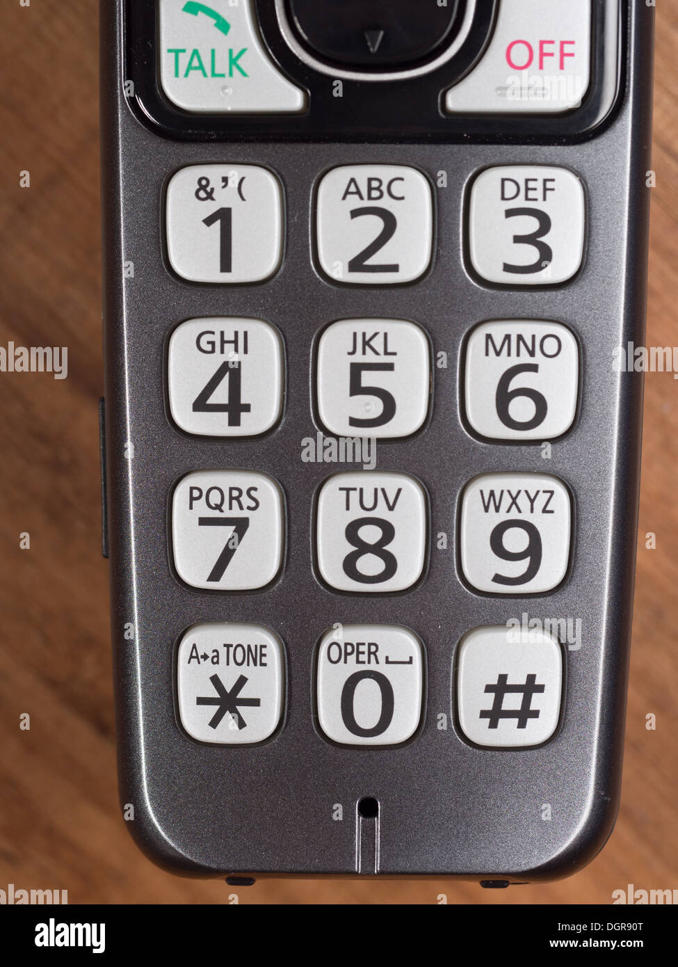 The keypad of an old fashioned wireless phone Stock Photo