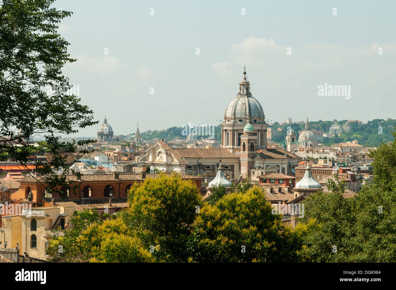 City Skyline from Pincio Hill, Rome, Lazio, Italy Stock Photo
