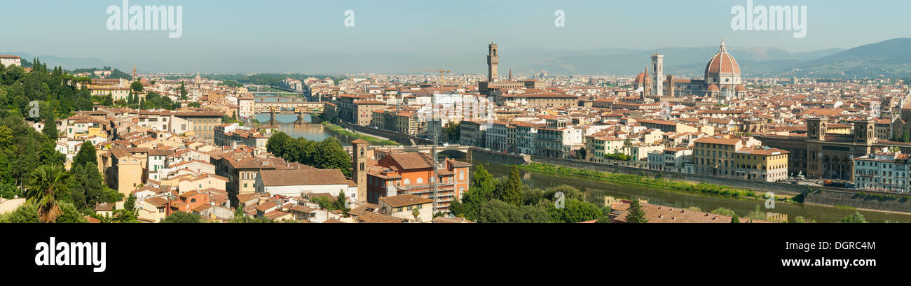 Florence from Piazzale Michelangelo Panorama, Tuscany, Italy Stock Photo