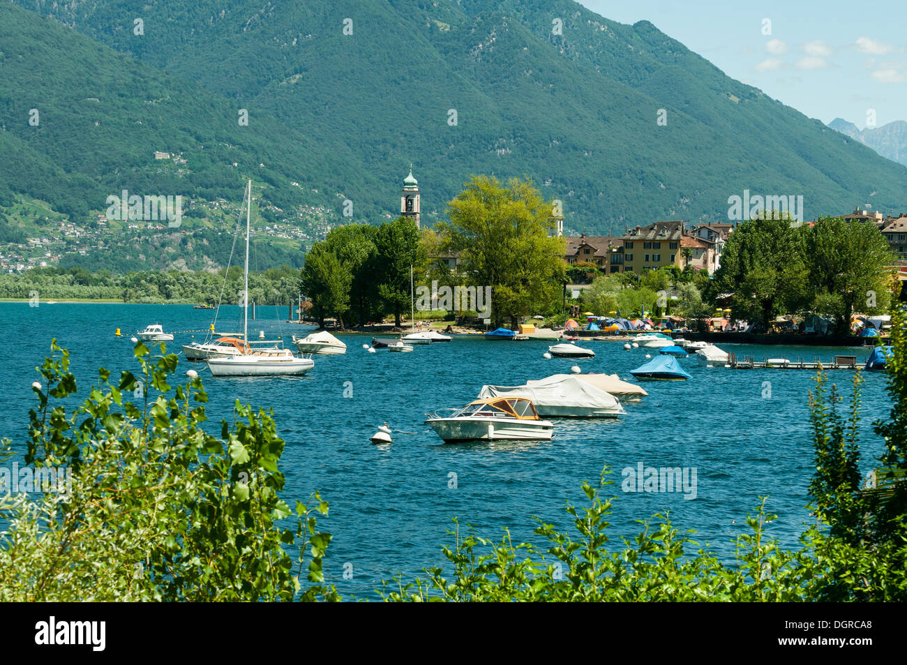 Lake Maggiore at Maccagno, Lombardia, Italy Stock Photo