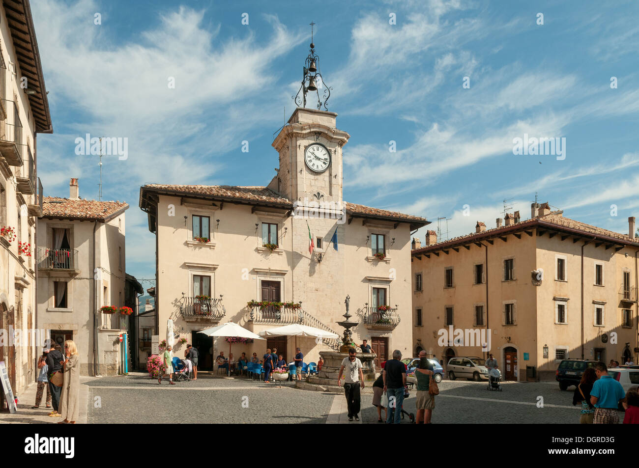 Piazza Municipio, Pescocostanzo, Abruzzo, Italy Stock Photo