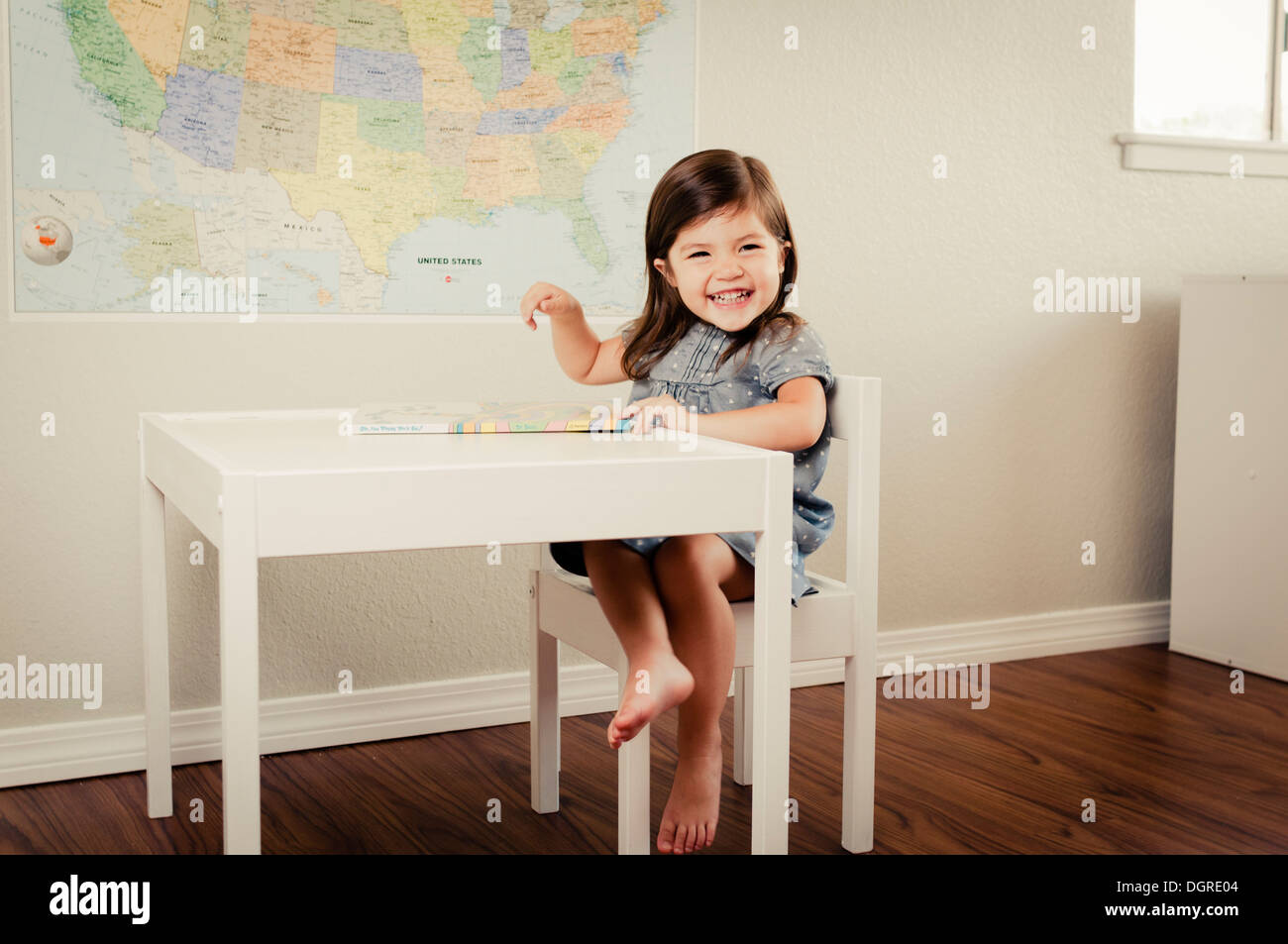 Toddler in classroom. Stock Photo