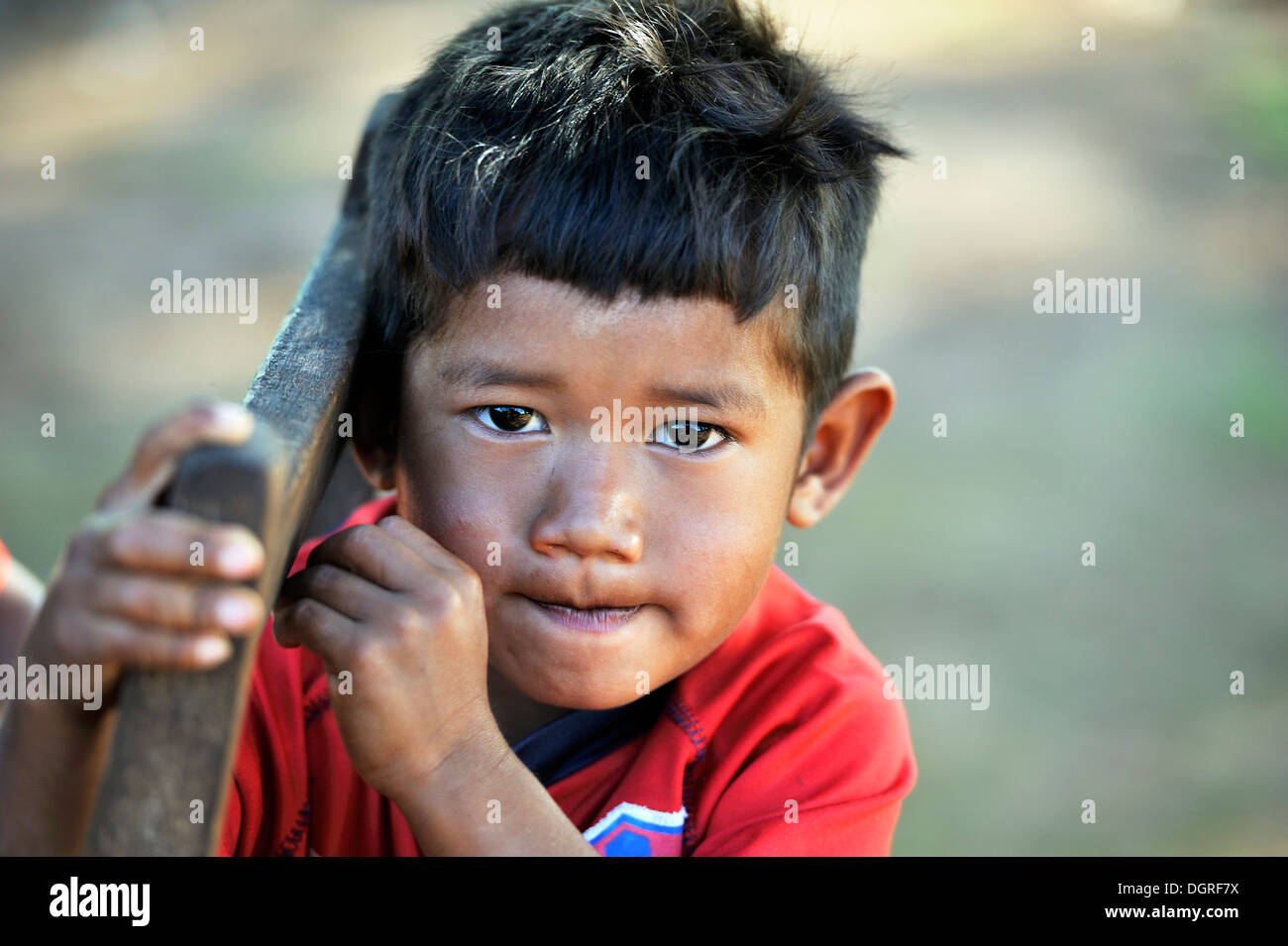 Paraguay, Caaguazu, Jaguary, Portrait of Guarani boy Stock Photo