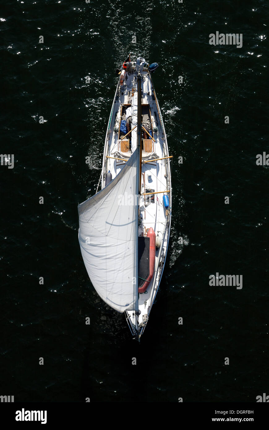 Sailing boat, bird's eye view Stock Photo