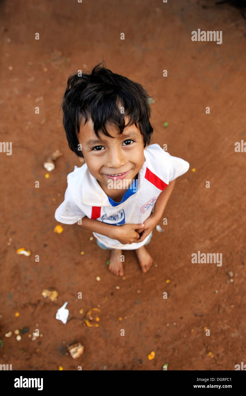 Paraguay, Caaguazu, Jaguary, Portrait of Guarani boy Stock Photo
