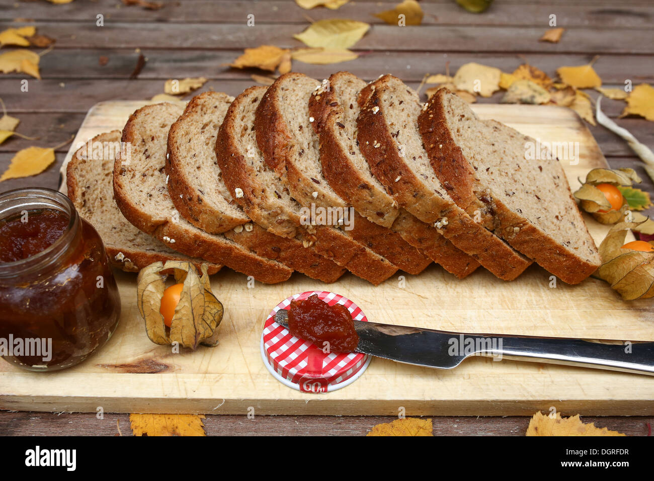 Breakfast with bread Stock Photo - Alamy