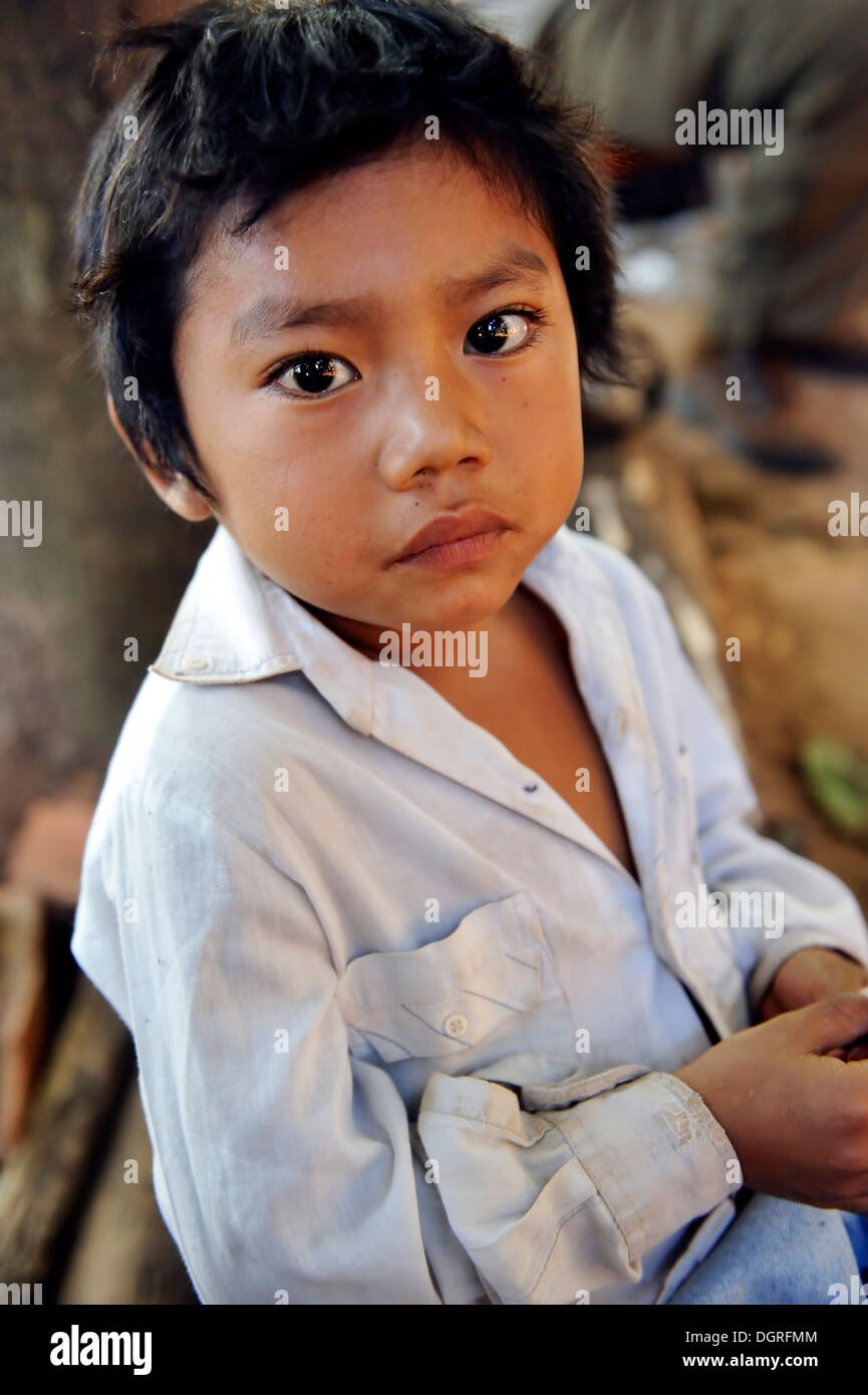 Paraguay, Caaguazu, Boy of the Mbya-Guarani people Stock Photo