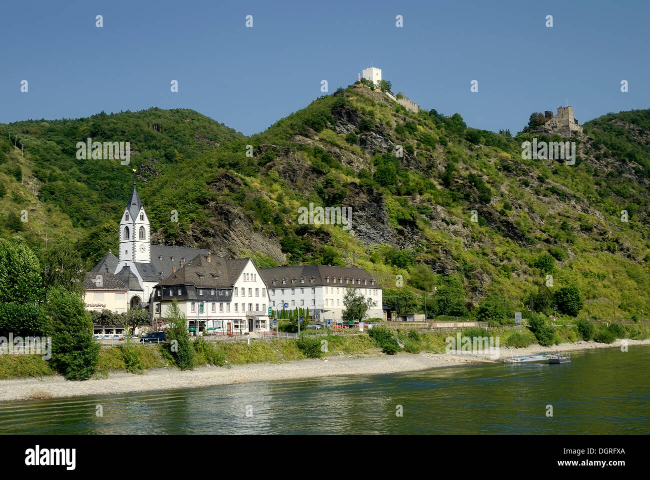 Monastery complex of Kamp-Bornhofen and the Feindlichen Brueder, castles of the so-called Adversarial Brothers, UNESCO World Stock Photo