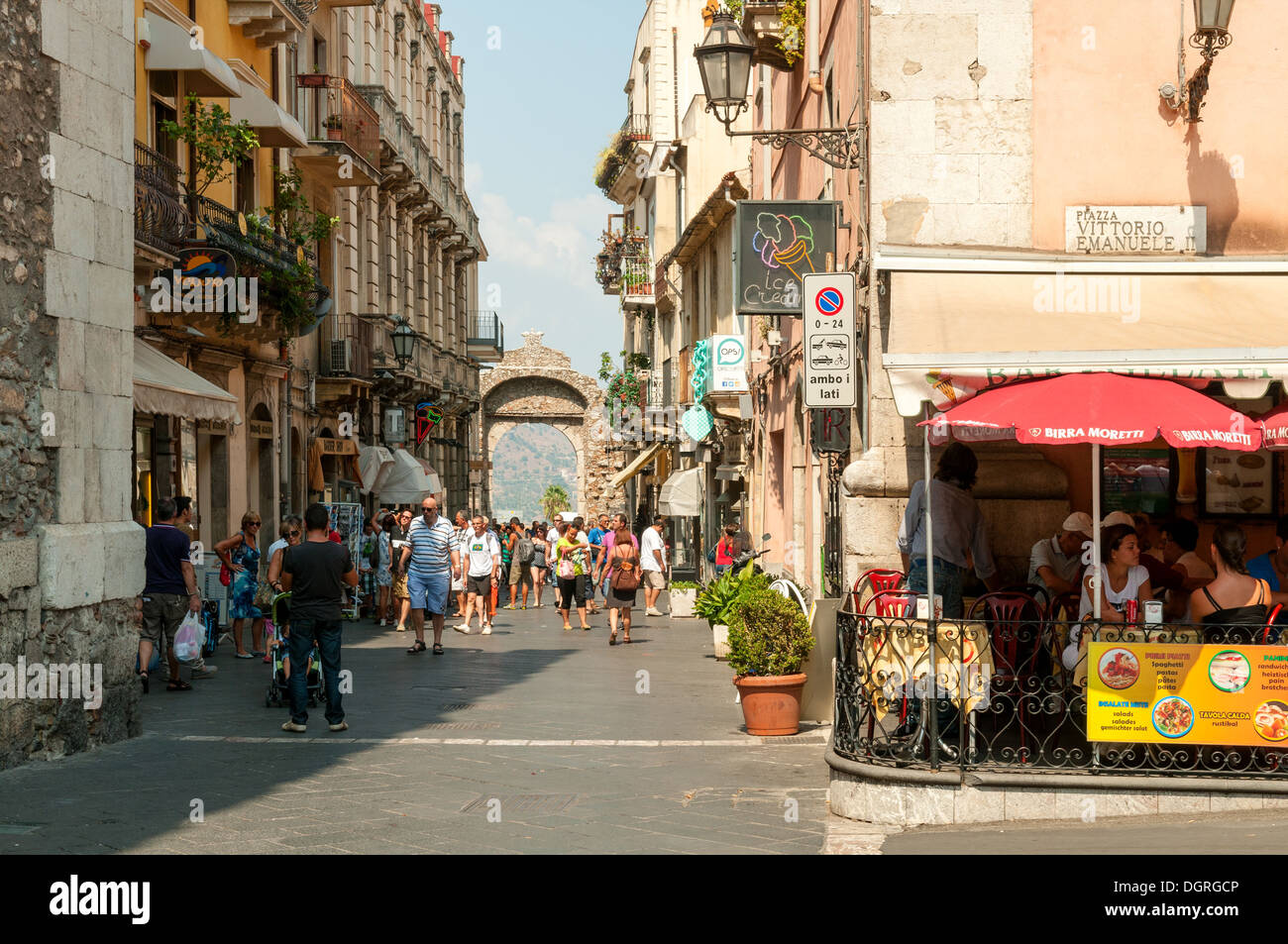 Street in Taormina, Sicily, Italy Stock Photo