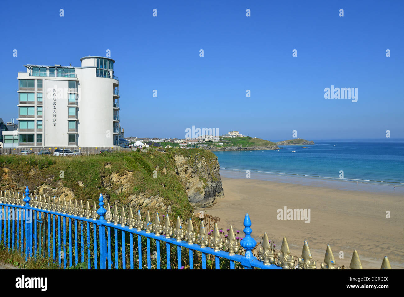 Tolcarne Beach from Narrowcliff, Newquay, Cornwall, England, United Kingdom Stock Photo