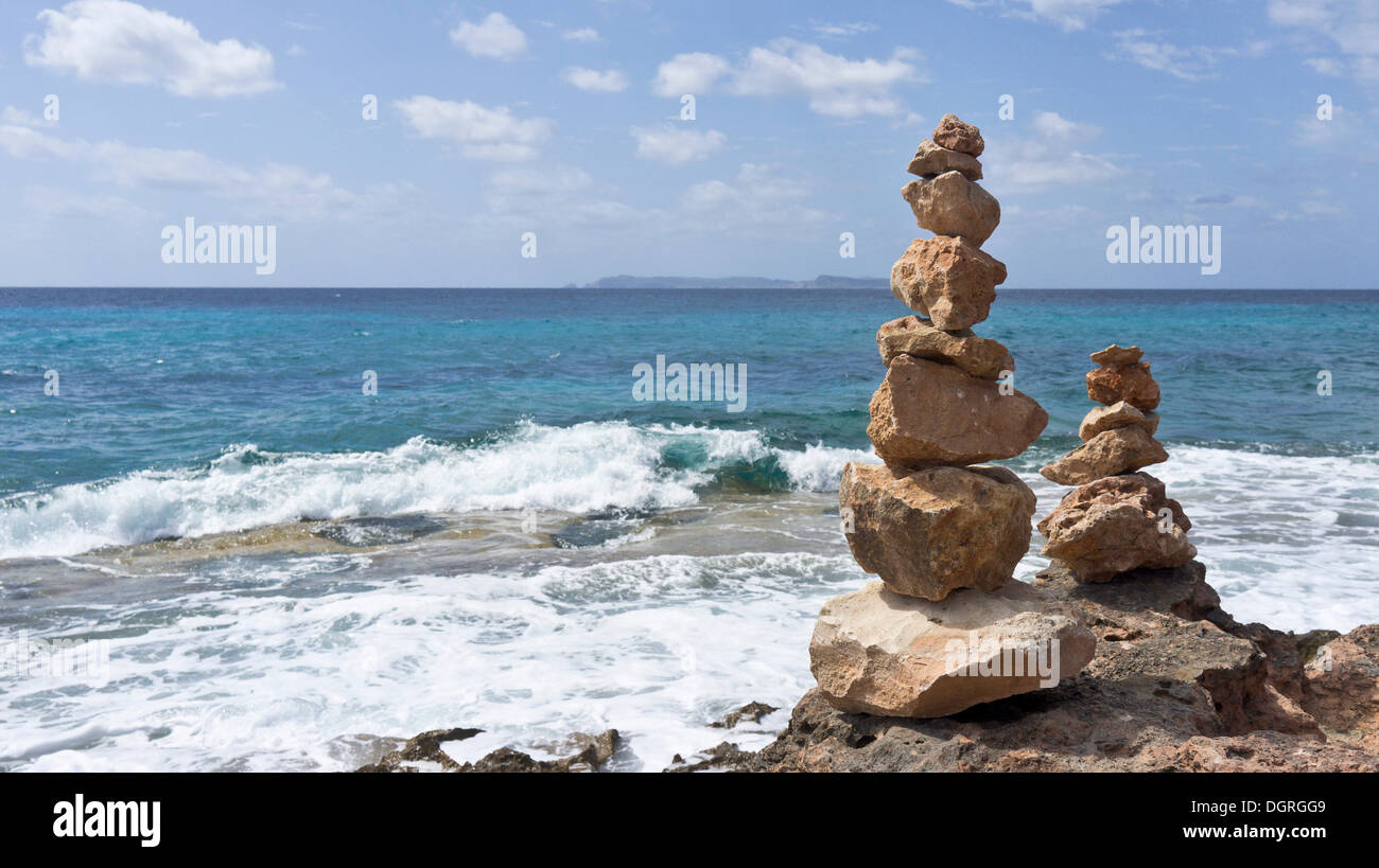 Cairns, Cap des Salines, Majorca, Spain, Europe Stock Photo