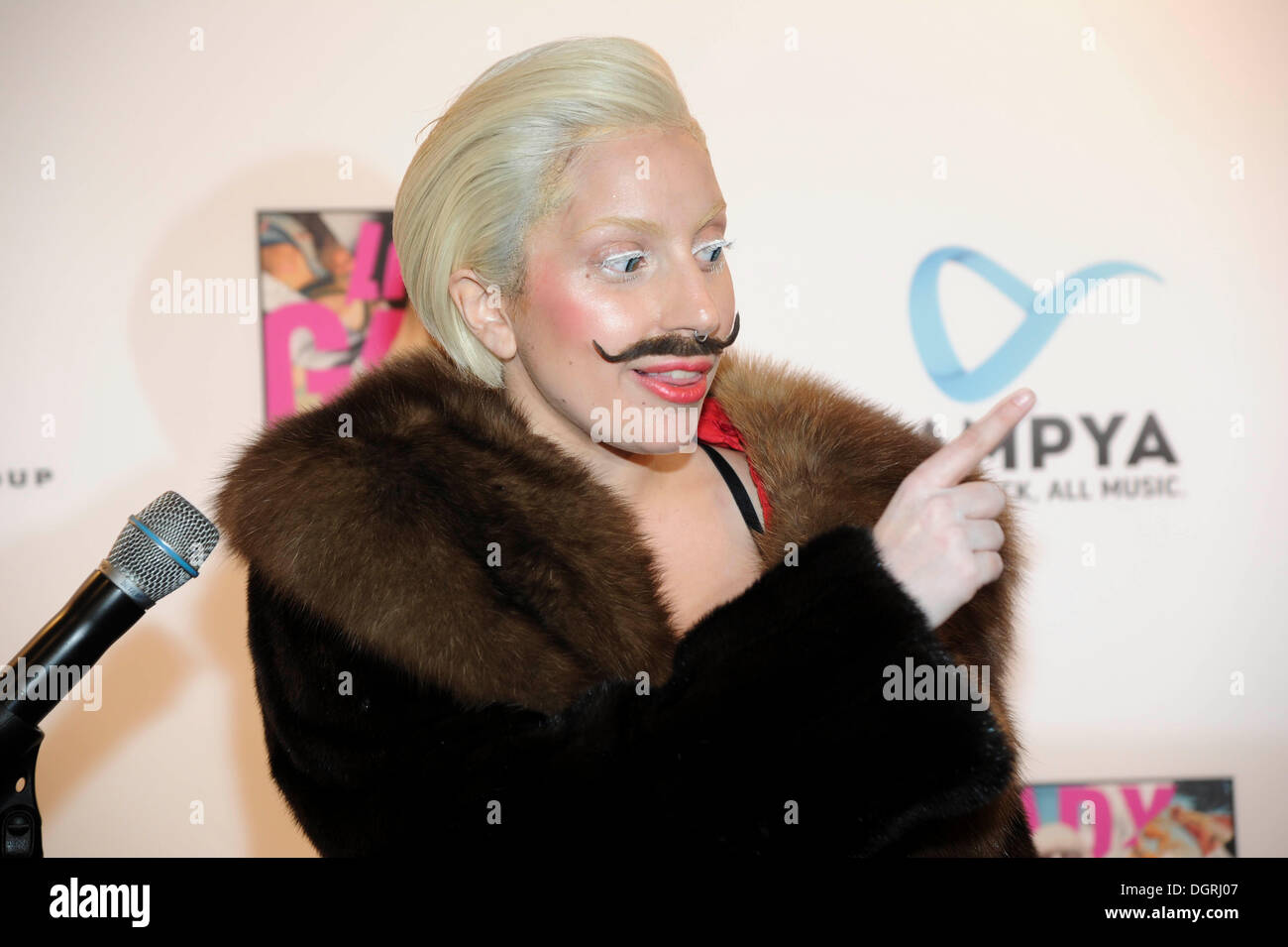 Lady GaGa donned a fake mustache and hosted a listening party to