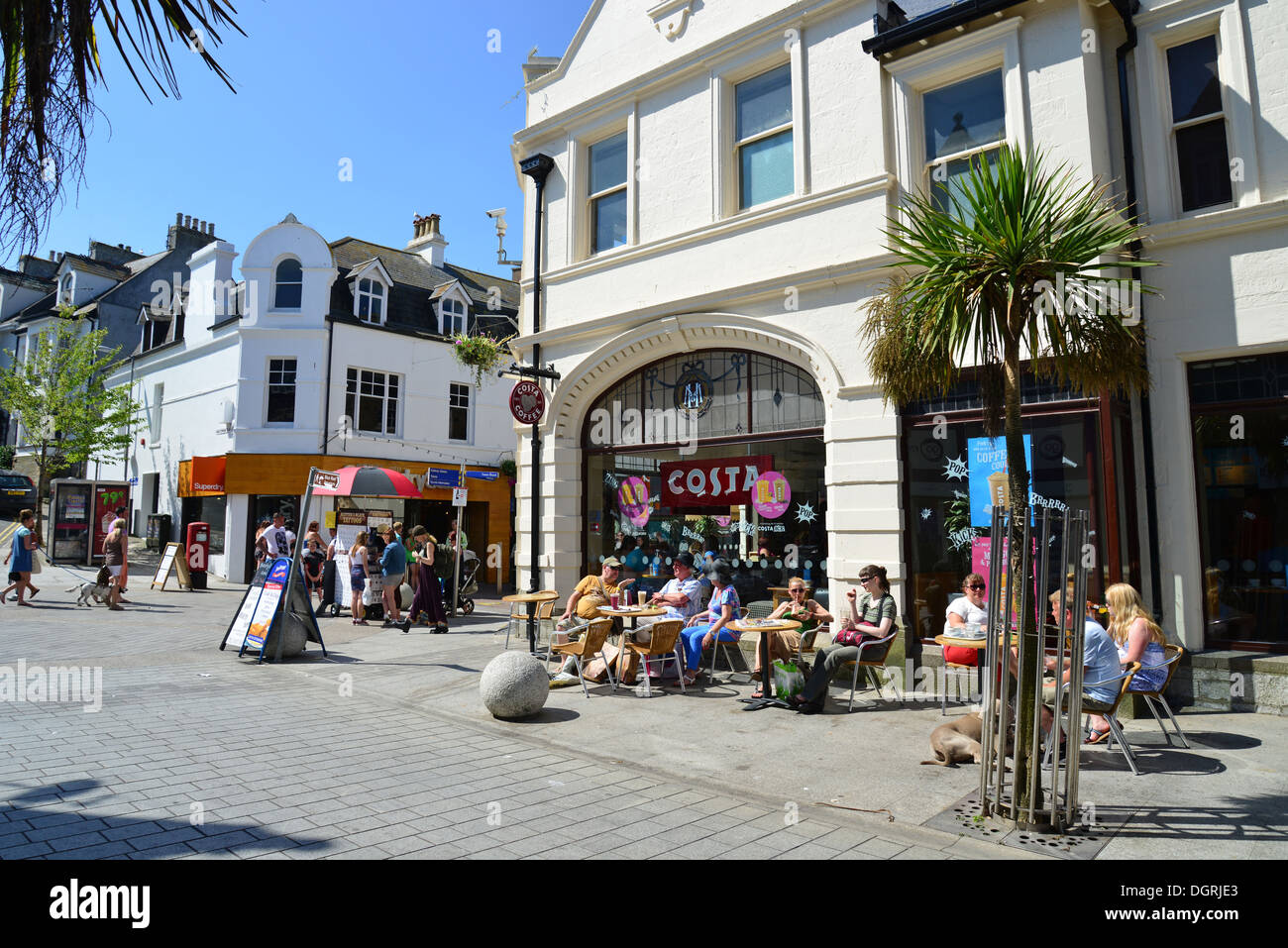 Costa coffee shop, Bank Street, Newquay, Cornwall, England, United Kingdom Stock Photo