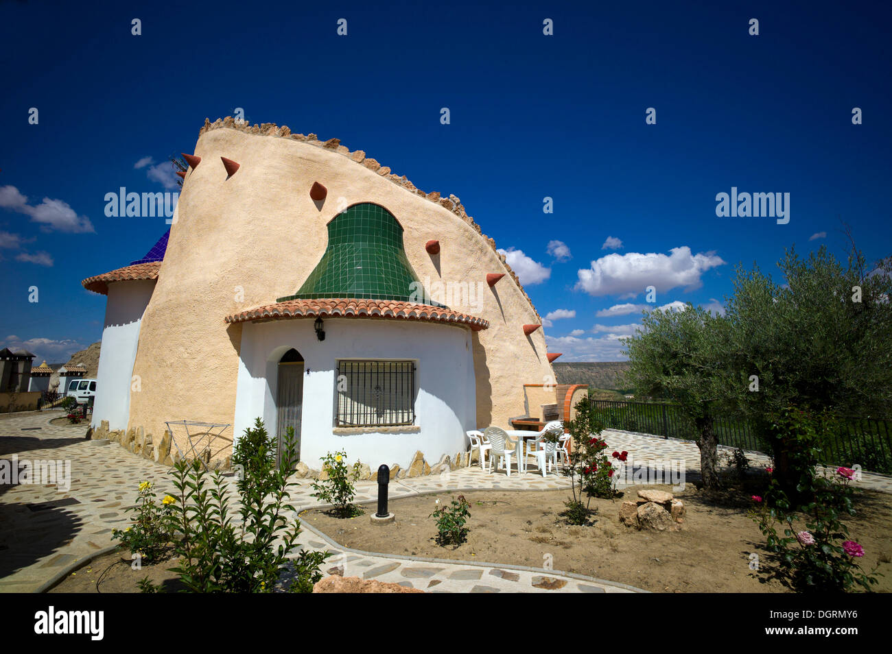 Cuevas La Granja, cave dwellings, modern designer hotel built deep into a rock to provide a pleasant climate in the rooms Stock Photo
