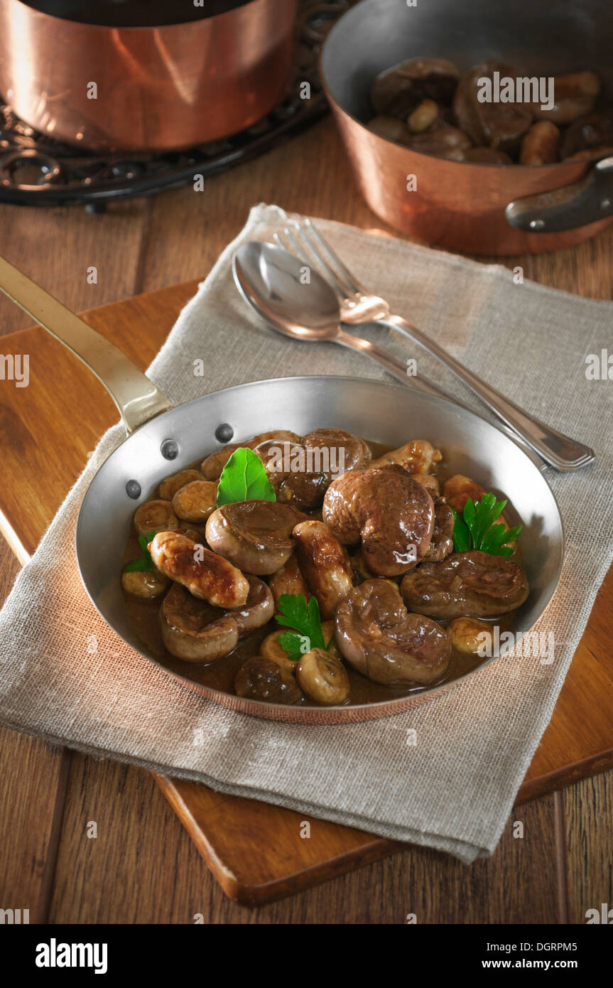 Sauté of kidneys Turbigo. Traditional offal dish Stock Photo