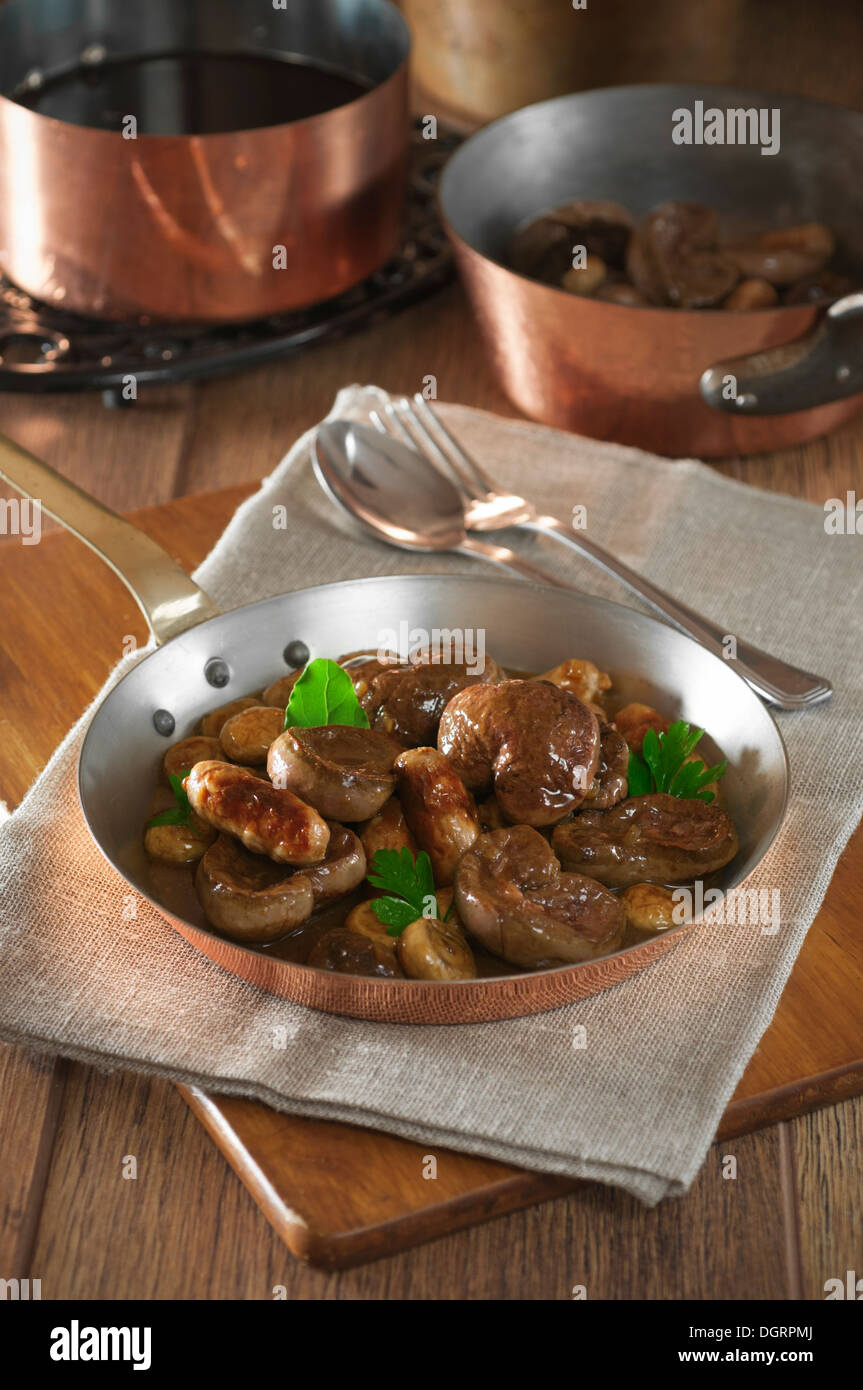 Sauté of kidneys Turbigo. Traditional offal dish Stock Photo