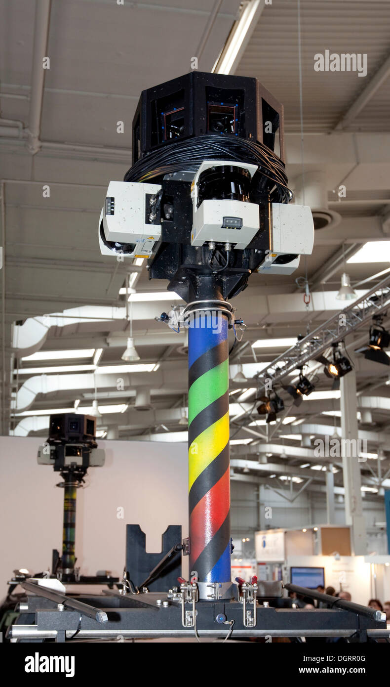 Google Street View vehicles with special cameras, Internationale Computermesse CEBIT international computer fair, Hannover Stock Photo